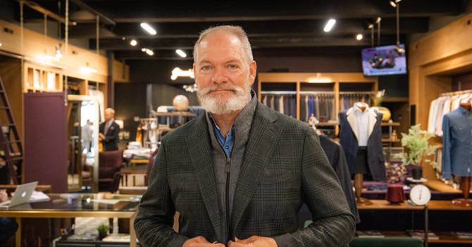 luxury menswear Park City Utah — UWM stylist consultation on suit style and fit at UWM Men's Shop