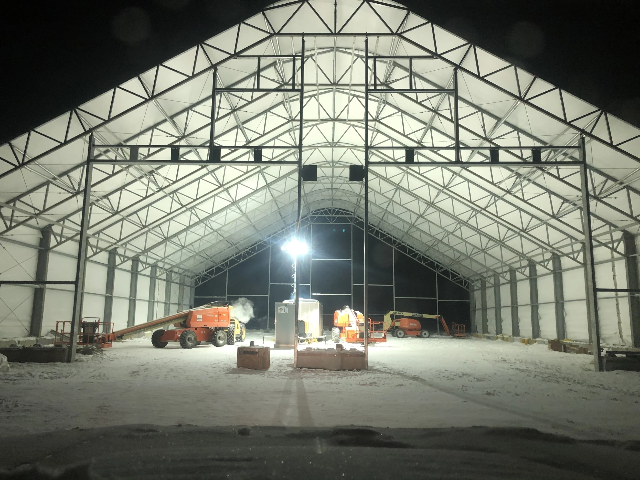 Night time inside view of Norseman Structure.