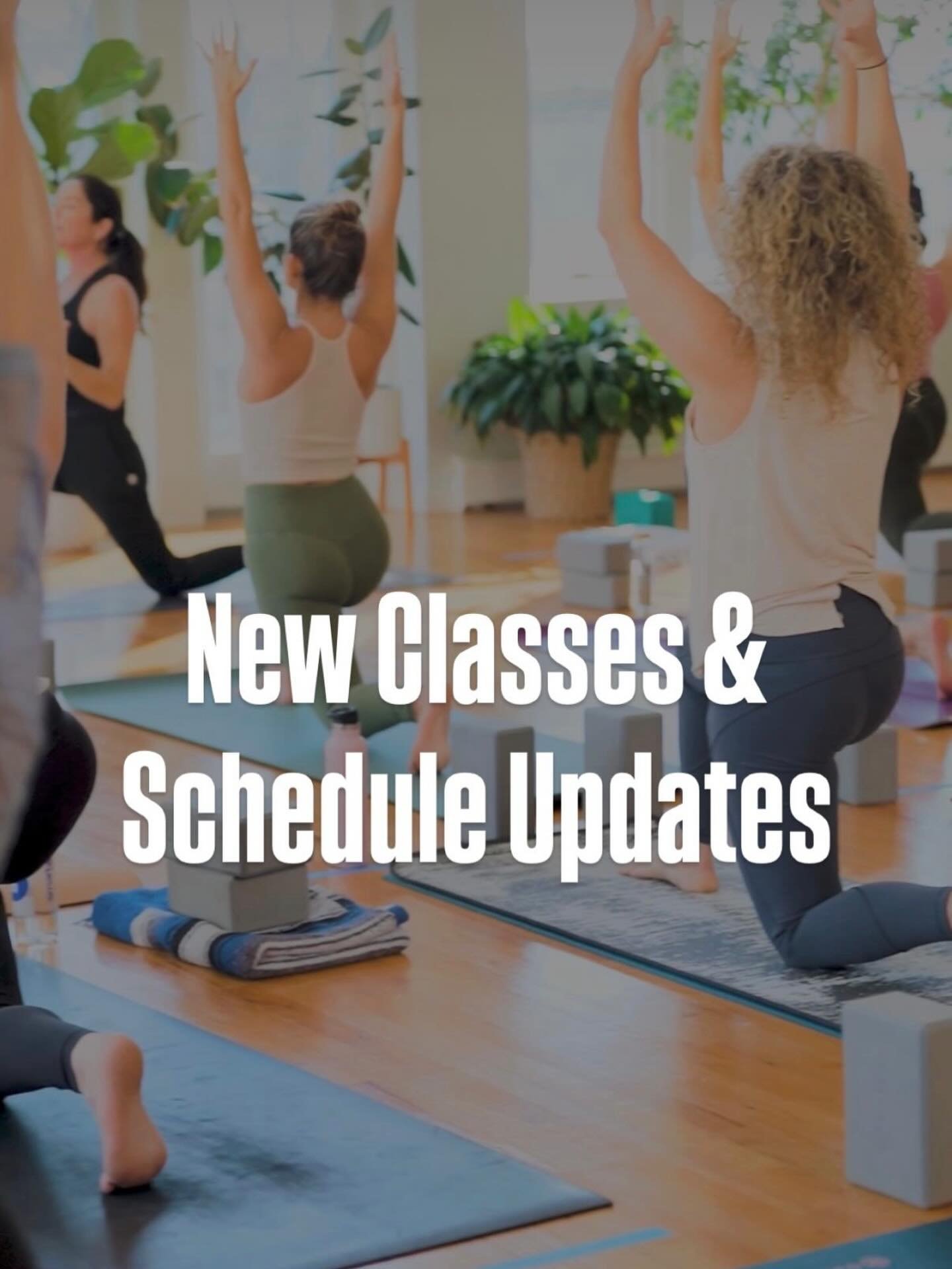 Lots of exciting schedule updates!👇🏻

*UPDATES*

Mondays at 7:30pm is now Sculpt &amp; Flow

Thursdays at 7:30pm is now Sculpt &amp; Flow

*NEW CLASS*

Fridays at 8:15am - Flow Yoga &amp; Sound Bath 

*NEW TIME*

Friday morning Pilates Sculpt is no