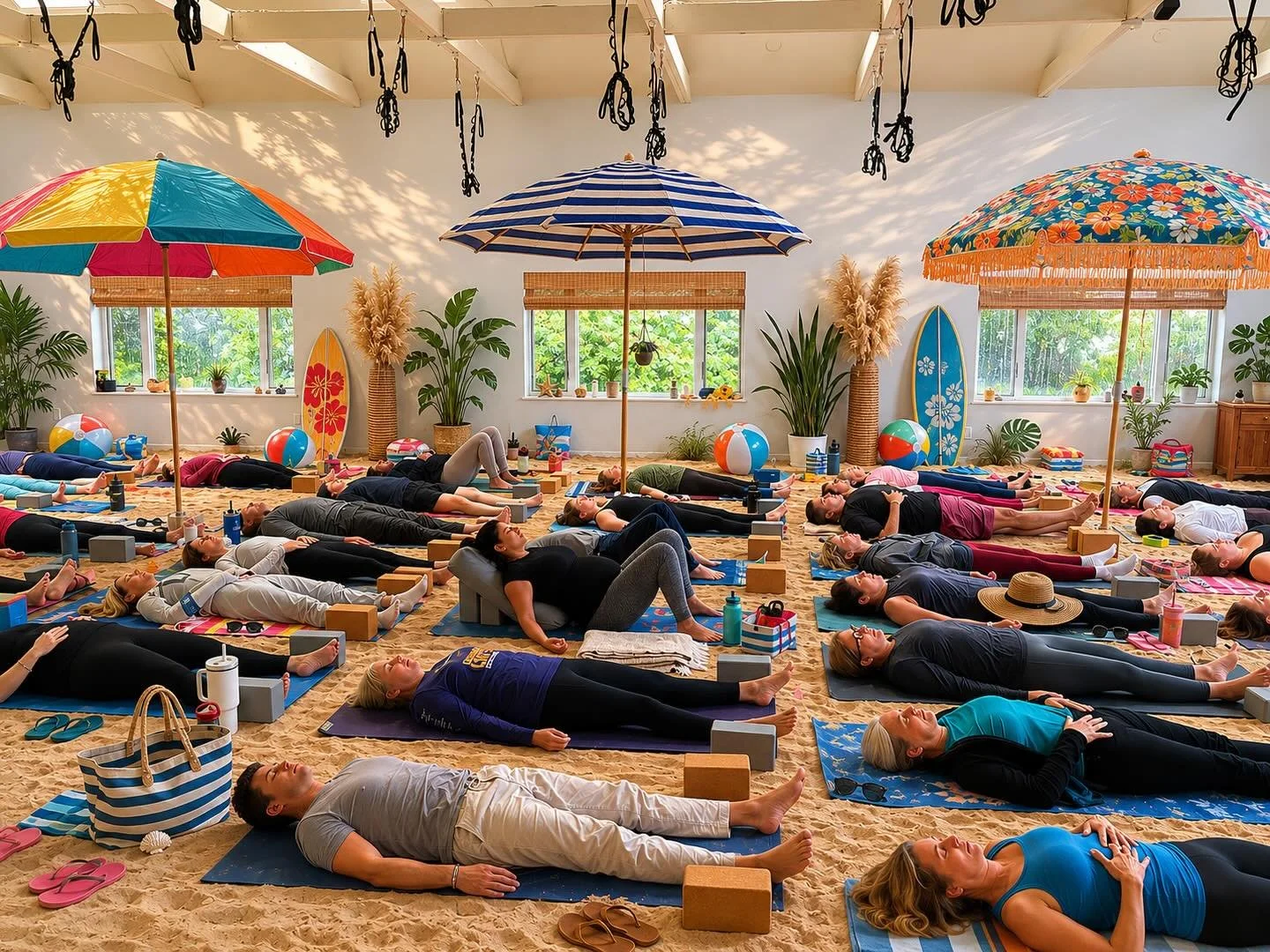 When it&rsquo;s 55 degrees and raining on Memorial Day, so you find your beach at yoga. 🇺🇸☀️ 

#findyourbeach #yoga #yogahumor #memorialday #rainy