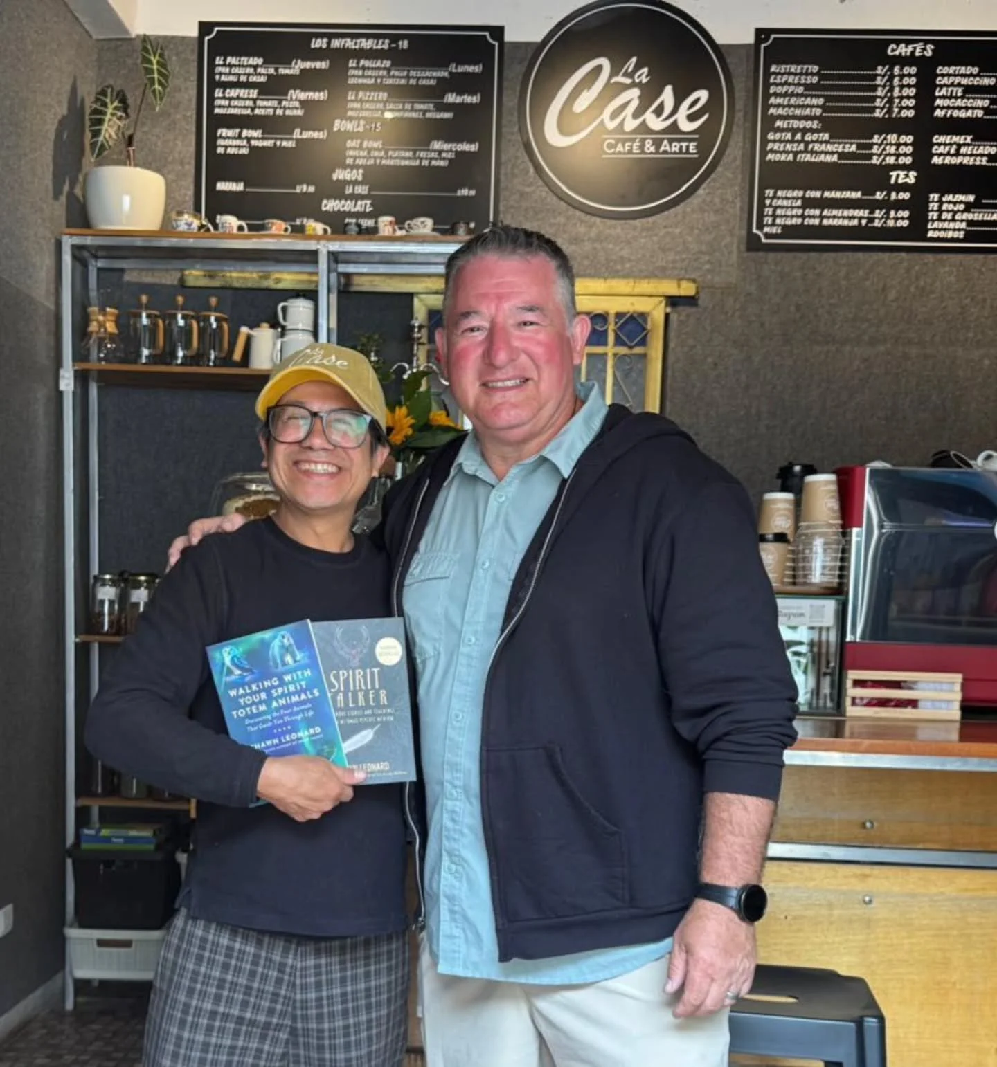 I found this little Coffee shop in Peru where they had a book share library. On the shelves there are other Hayhouse Authors like Wayne Dyer and Sylvia Browne among others, and I felt I should leave a few of my books for the sharing. The coffee shop 