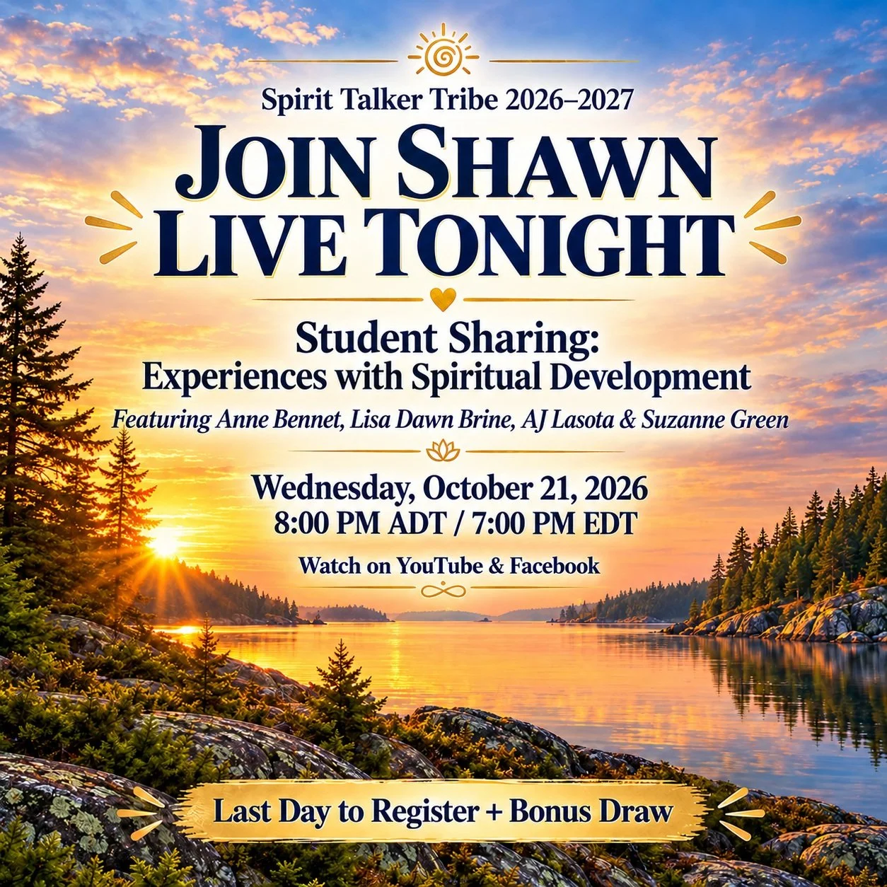 🌟 JOIN ME LIVE TONIGHT! 🌟

Tonight&rsquo;s FREE Spirit Talker Tribe session is a special one. ❤️🪶

I&rsquo;ll be joined LIVE by Anne Bennet, Lisa Dawn Brine &amp; AJ Lasota, and Suzanne Green for a conversation about:

✨ Student Sharing: Experienc