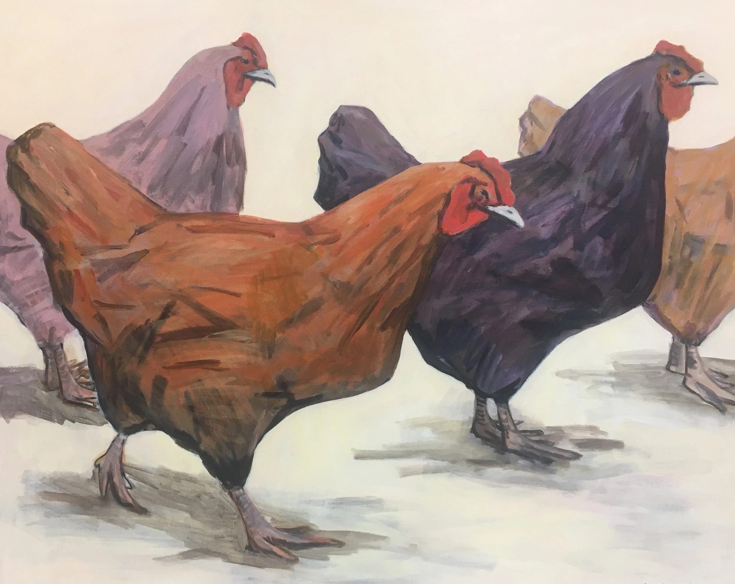Purple and Orange Hens