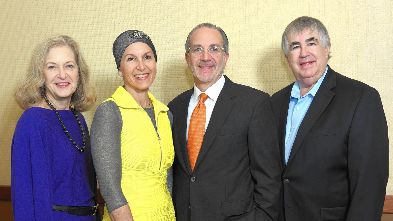 From left, Attending the JEIC 2016 Innovators Retreat in Bal Harbour are Arnee Winshall, founding chair, RAVSAK; Manette Mayberg, founder of JEIC and trustee of the Mayberg Family Foundation; Louis Mayberg, trustee of the Mayberg Family Foundation and Jonathan Woocher, president, Lippman Kanfer Foundation for Living Torah.
