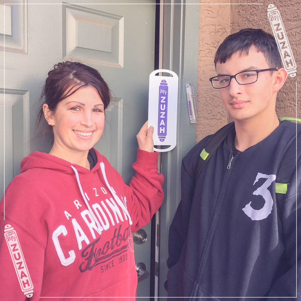 MyZuzah recipients in Arizona proudly show their new mezuzah