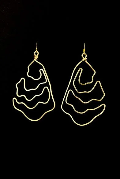 Hand Sculpted Oyster Earrings Large - Outside