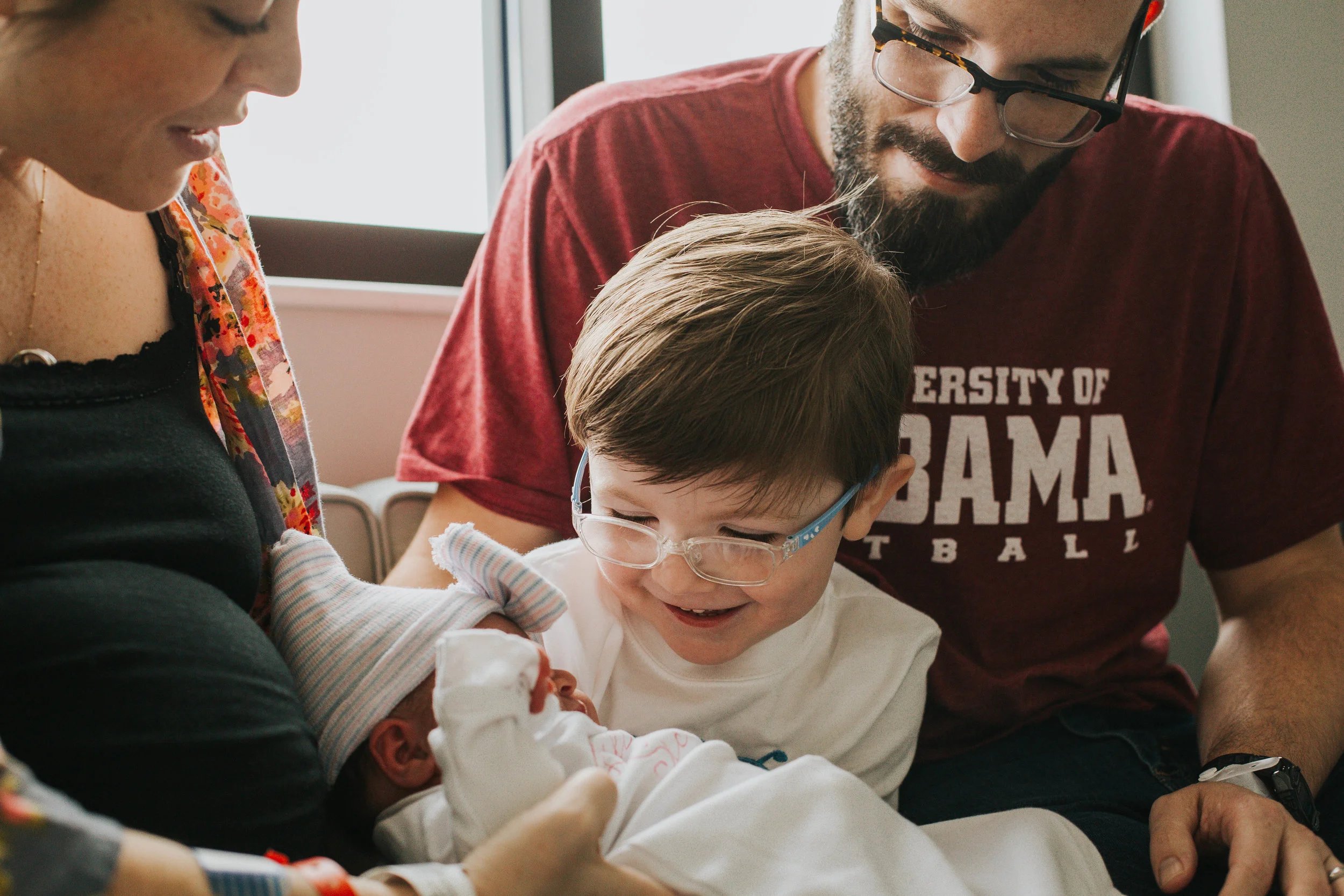 Big Brother meeting baby sister. Fresh 48 Session at Thomas Hospital in Fairhope, Alabama