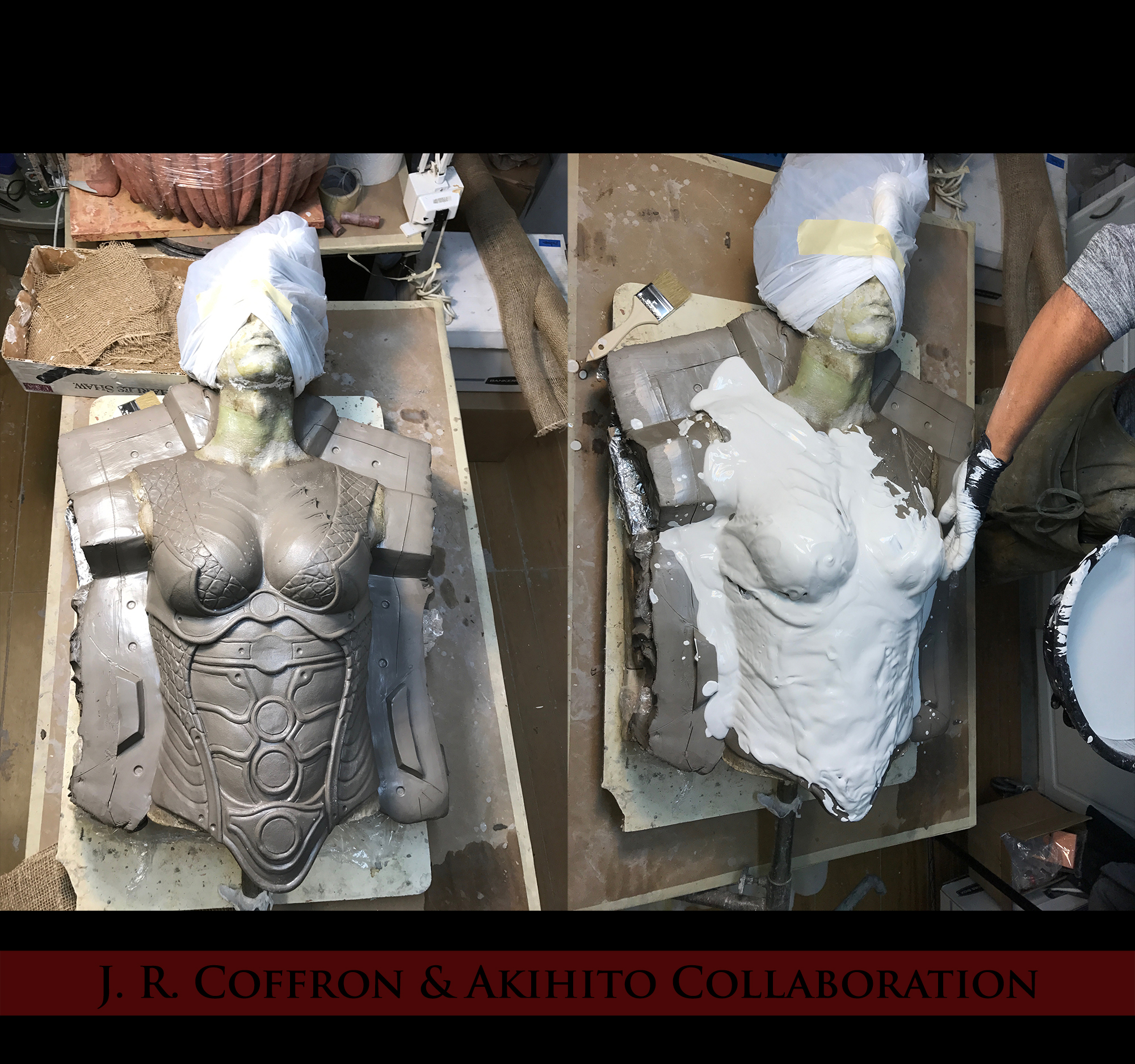 In these images, Akihito begins his molding process.
