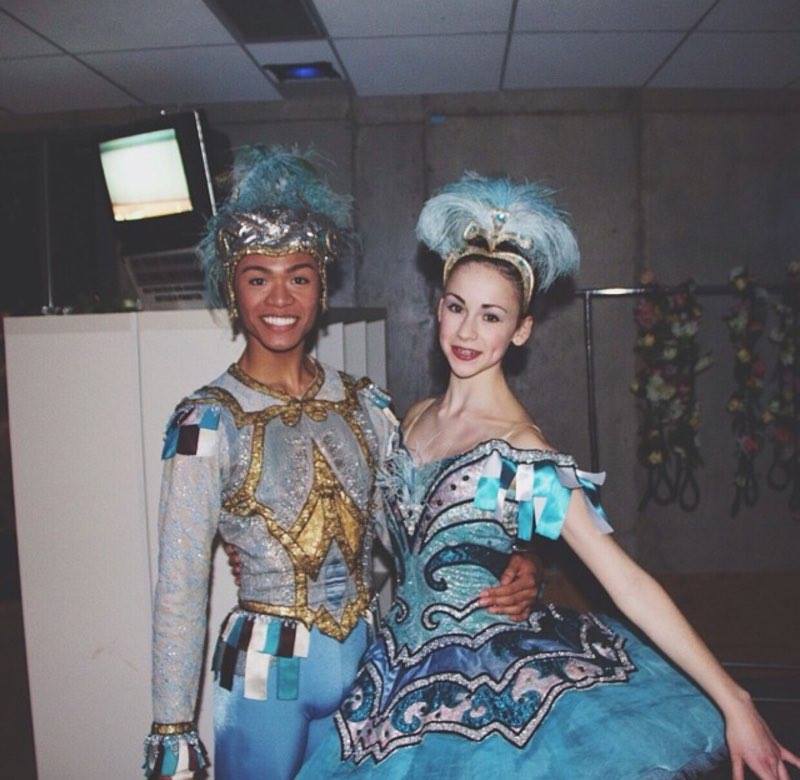 With his National Ballet School classmate Charlotte Reid when they partnered for Bluebird Pas de Deux in their school’s spring showcase in 2014. Photo from Godwin Merano’s Facebook page