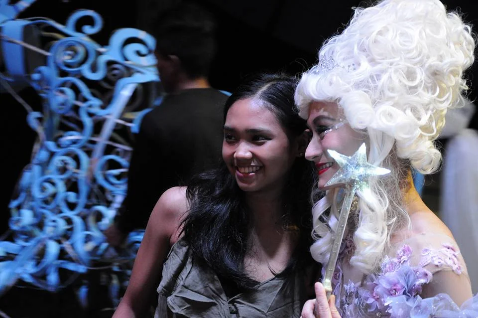 Going backstage after watching Cinderella, Abby has her photo taken with artistic director Lisa Macuja-Elizalde (as Fairy Godmother) backstage. Photo by Mark Sumaylo