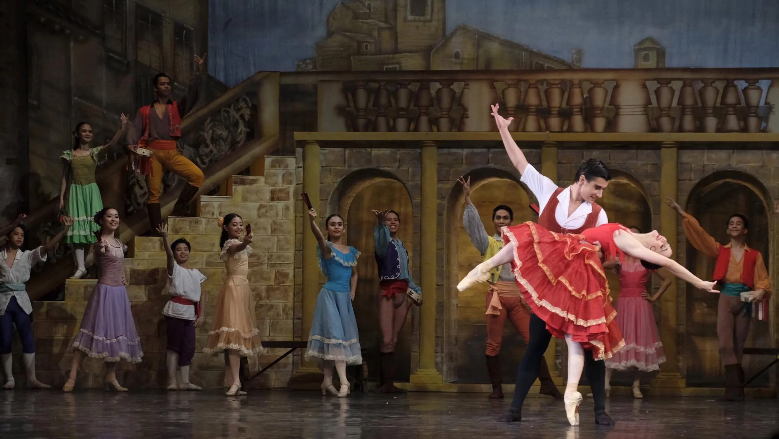 Katherine Barkman and Mikhail Martynyuk give a rousing performance as Kitri and Basilio in Ballet Manila’s Don Quixote . Photo by G-nie Arambulo