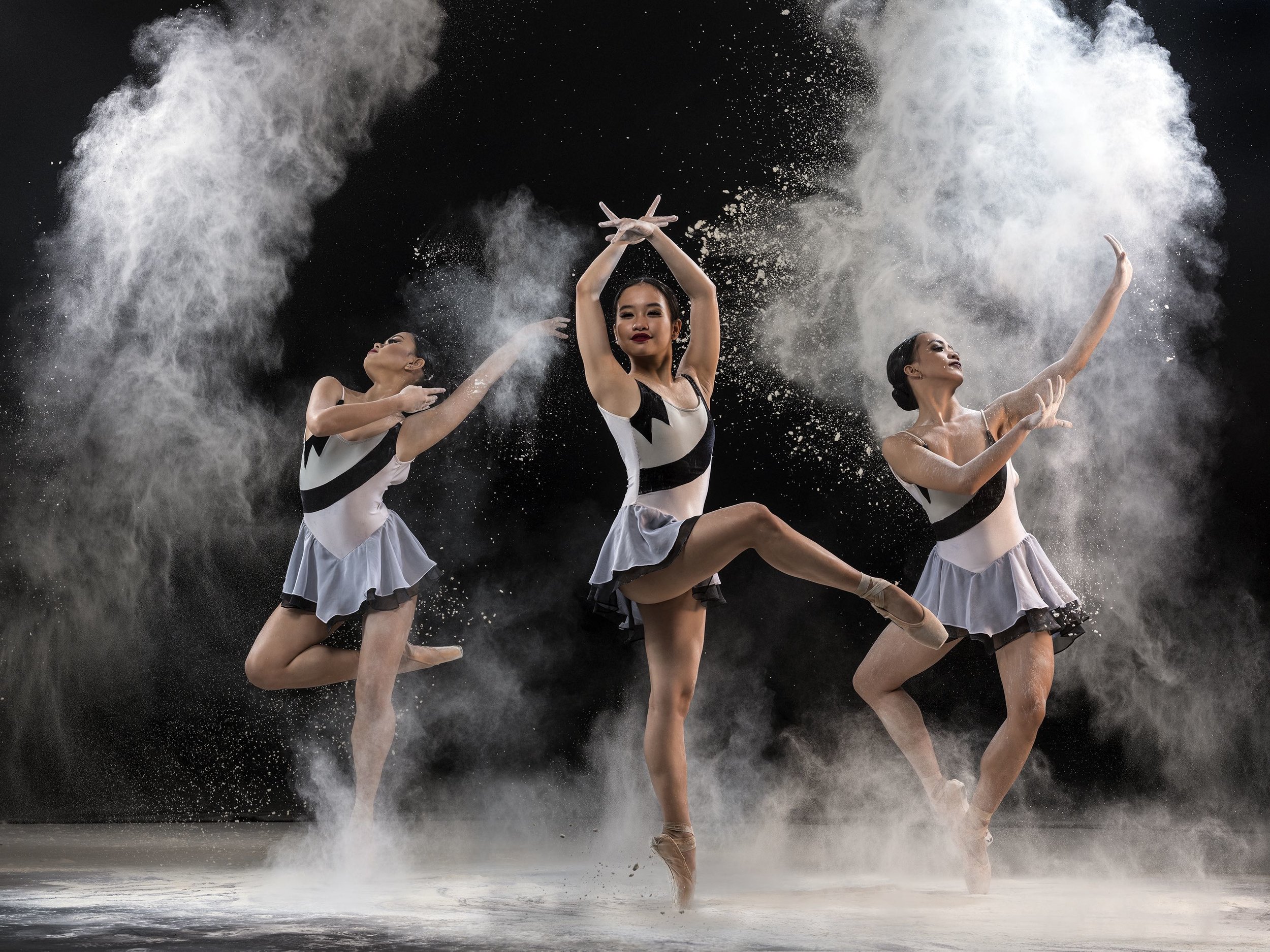 The lightness of air personified by ballerinas Rissa May Camaclang, Pia Dames, and Jessa Balote.