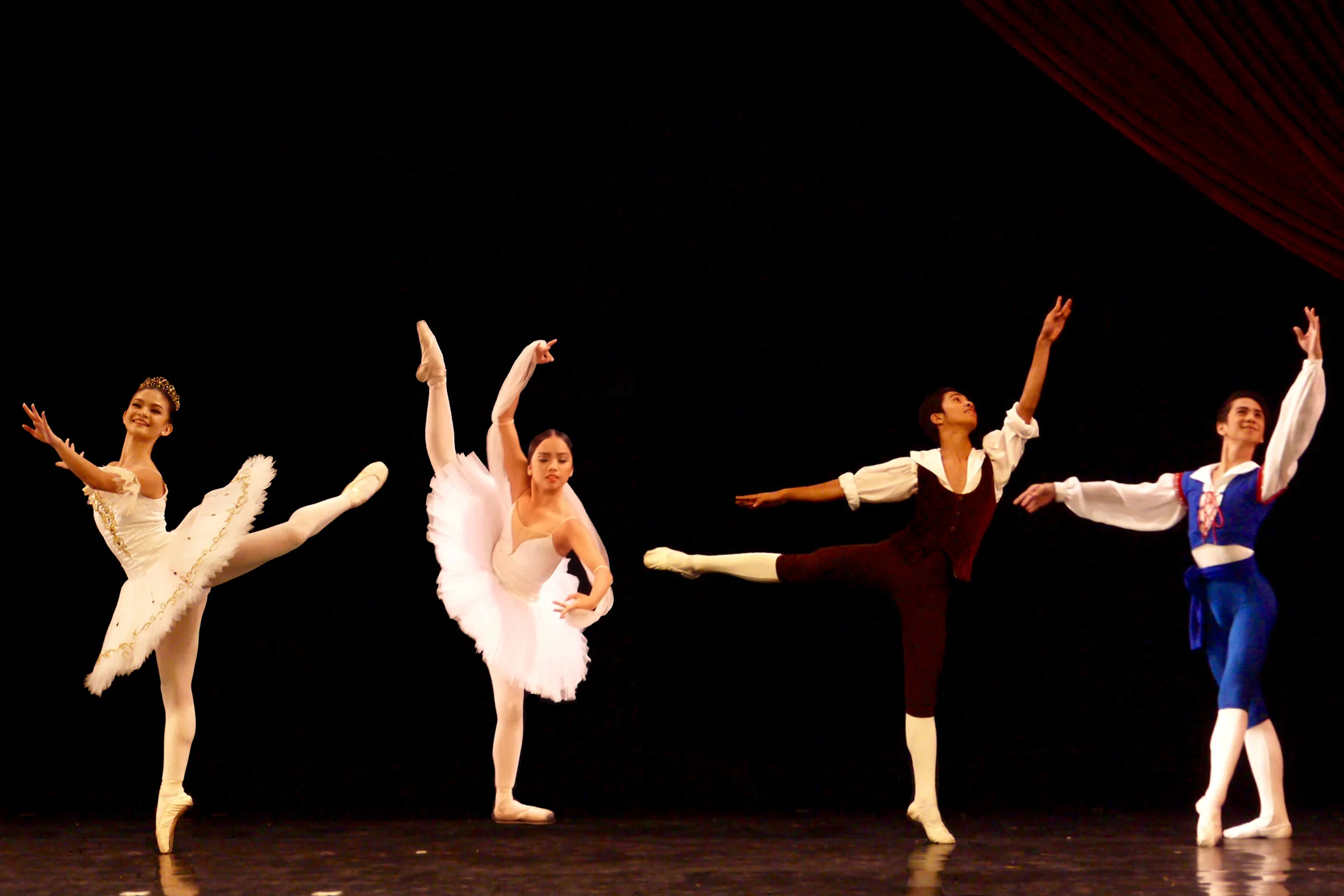 Shaira Comeros, Elyssabeth Apilado, Alvin Dictado and Brian Sevilla will take part in a ballet demo for the Pasinaya ’s “Palihan” (workshop) day. Photo by Giselle P. Kasilag