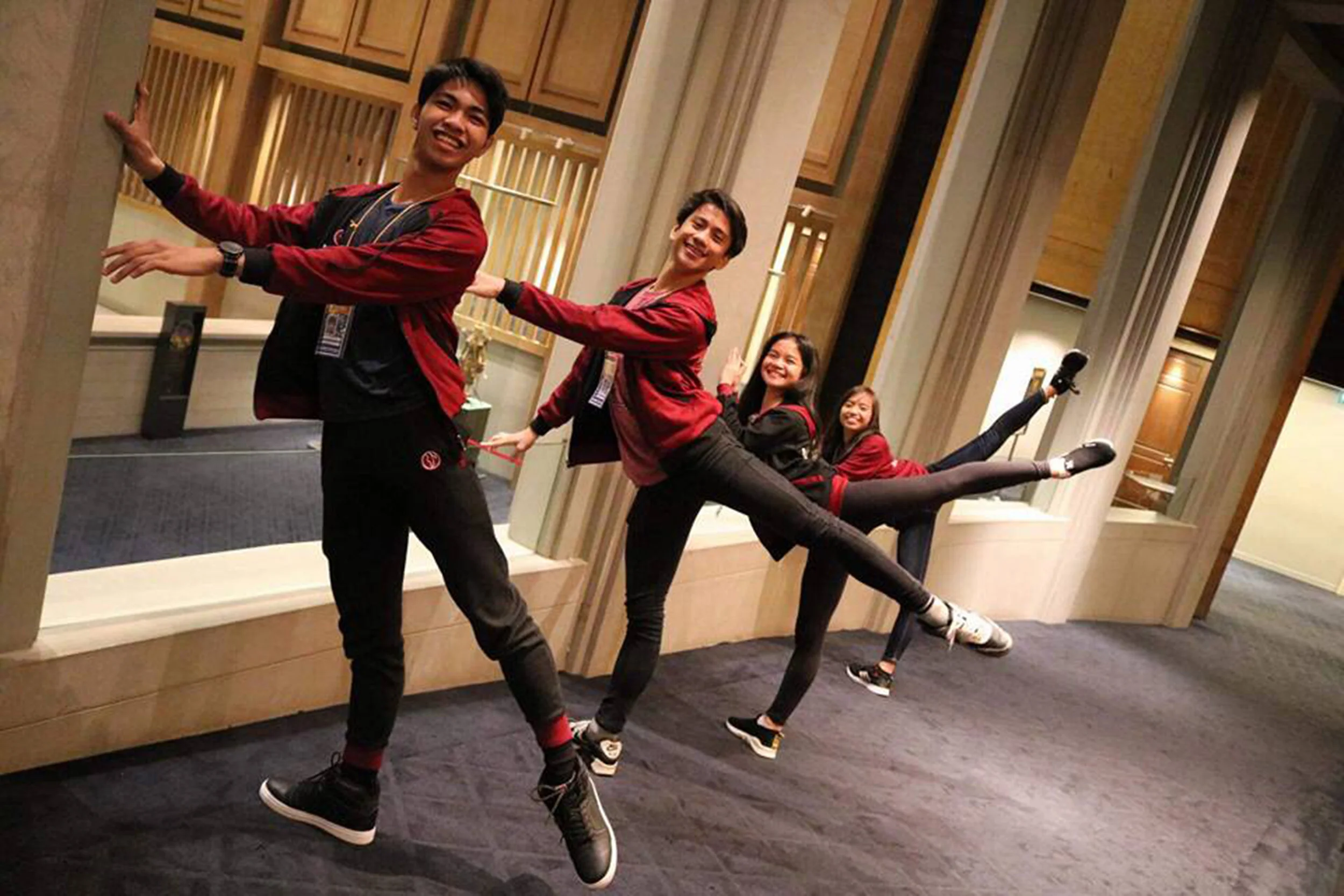 Alvin strike ballet poses with Brian Sevilla, Shaira Comeros and Elyssabeth Apilado in Bangkok where they participated in the 2018 Australian Teachers of Dance International Dance Competition last February.