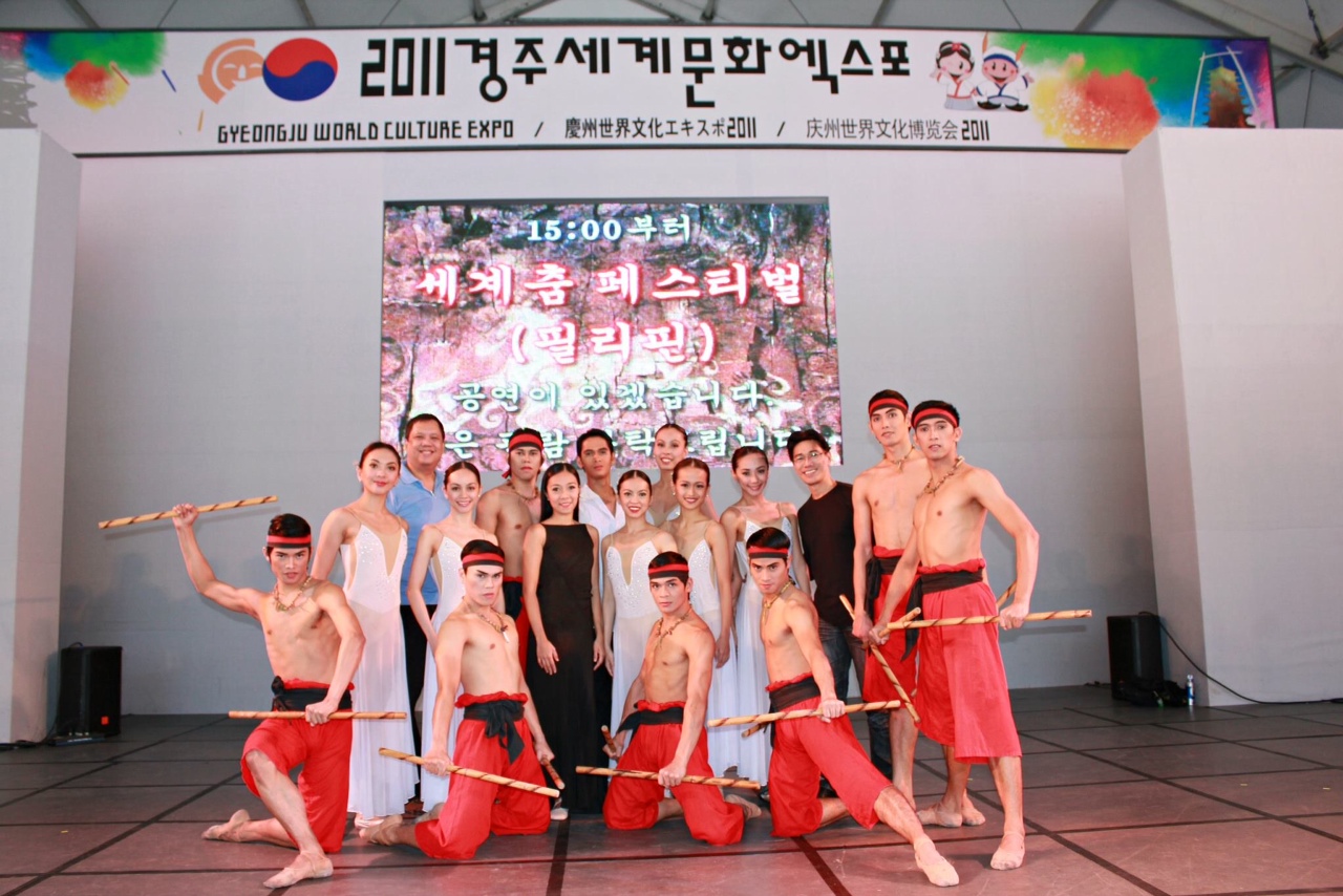 Shaz (standing, third from left) leads the Ballet Manila delegation to the Gyeongju World Culture Expo in South Korea in 2011.