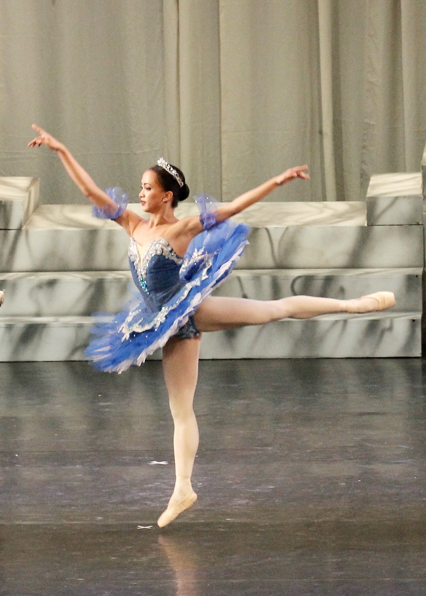    Sapphire and silver are an appealing mix in Jessa Balote’s tutu as she dances as one of the Jewel Fairies in  The Swan, The Fairy and The Princess,  2016. Photo by Kurt Alvarez   