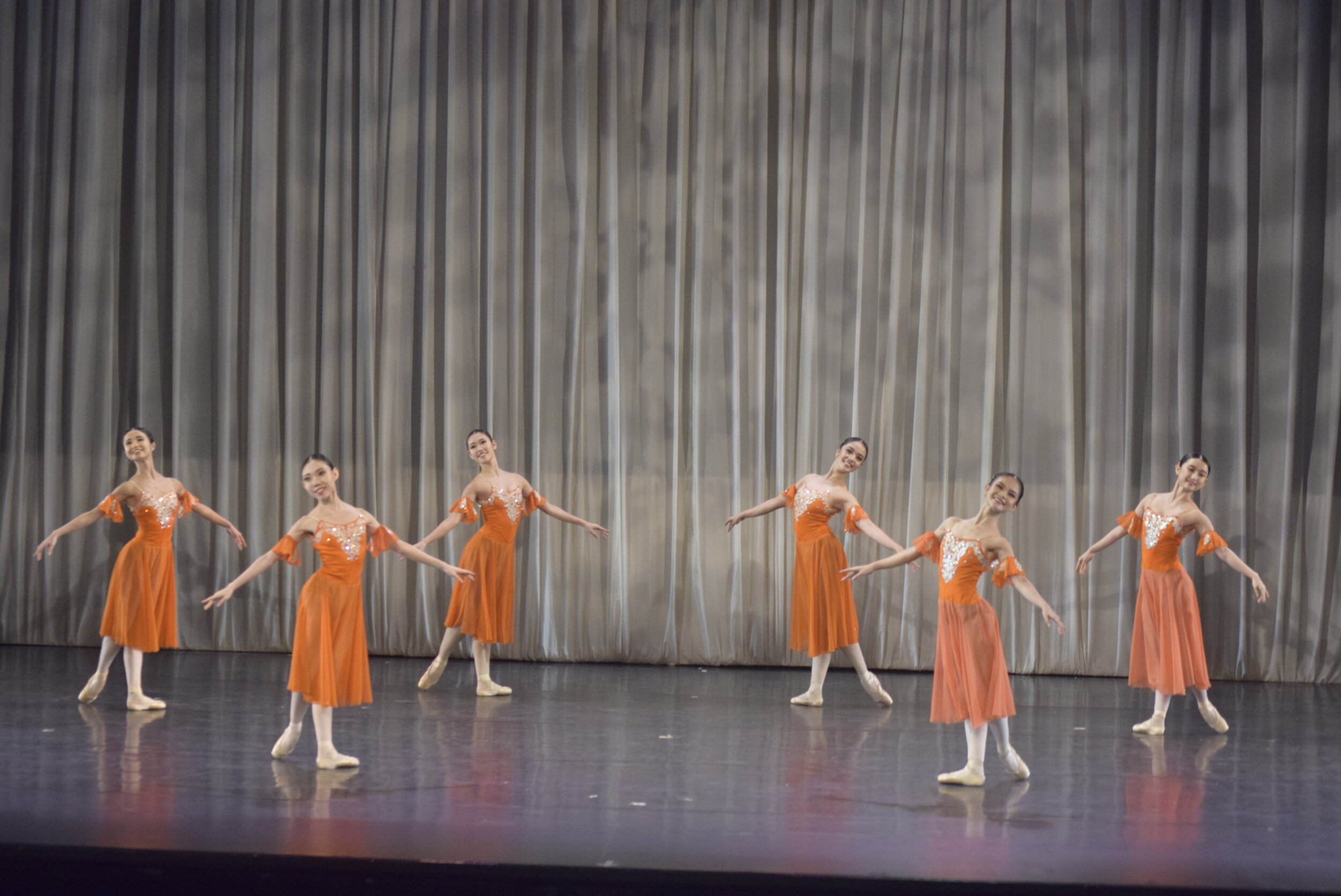    Tony Fabella’s  Dancing to Verdi  gets its spark from ballerinas in orange tutus. The neoclassical piece was last performed in 2019’s  Tuloy ang Sayawan  ballet fundraiser and featured, among other dancers (from left), Sayaka Ishibashi, Kotomi Nar