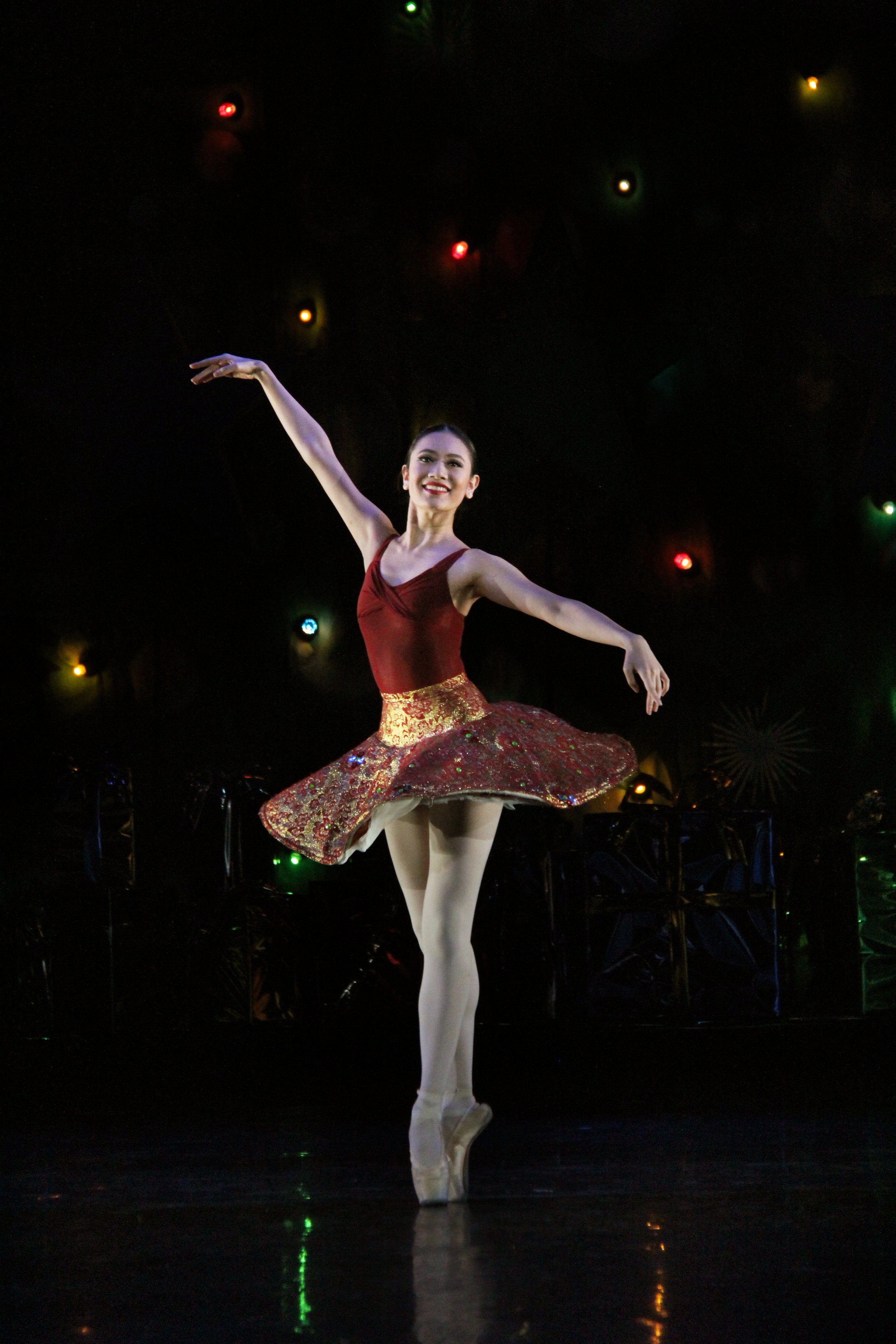    For the Christmas production  Nutkraker  (2014), Abigail Oliveiro channels the spirit of the season in a maroon tutu with a crisp skirt that glints with gold embellishments.  Nutkraker  combined excerpts of the holiday ballet classic,  Nutcracker 