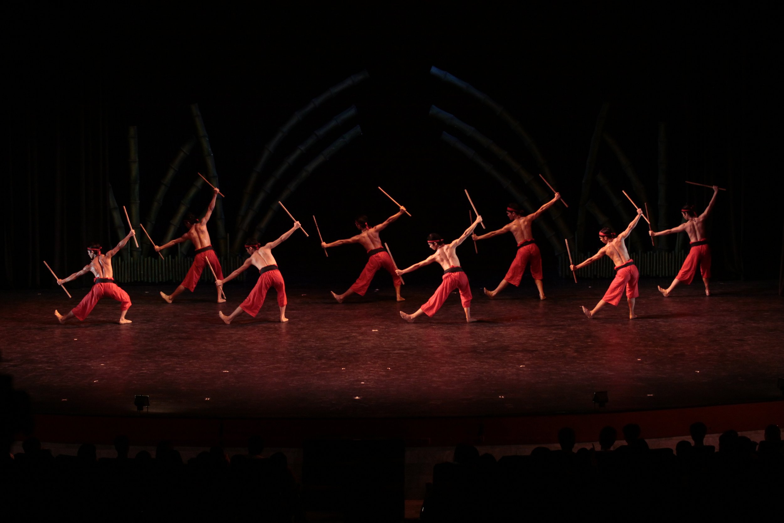    Symbolizing courage and bravery, red is the perfect choice for the male dancers’ wear in the action-packed  Arnis  as featured in  Halo-Halo ni Juan  (2010). Ric Culalic’s choreography was inspired by the ancient Filipino martial art of wielding b