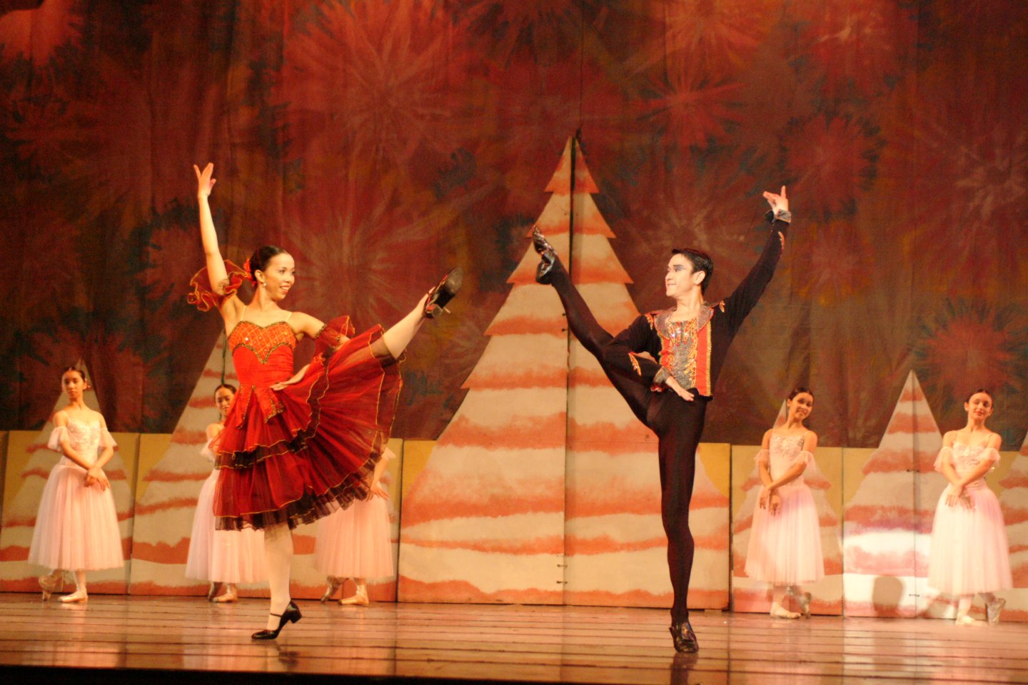    Fiery and fierce in coordinated costumes anchored on red, Eileen Lopez and Jerome Espejo bring the flair and temperament needed for the Spanish Dance in  The Nutcracker  (2003). Photo by Ocs Alvarez   