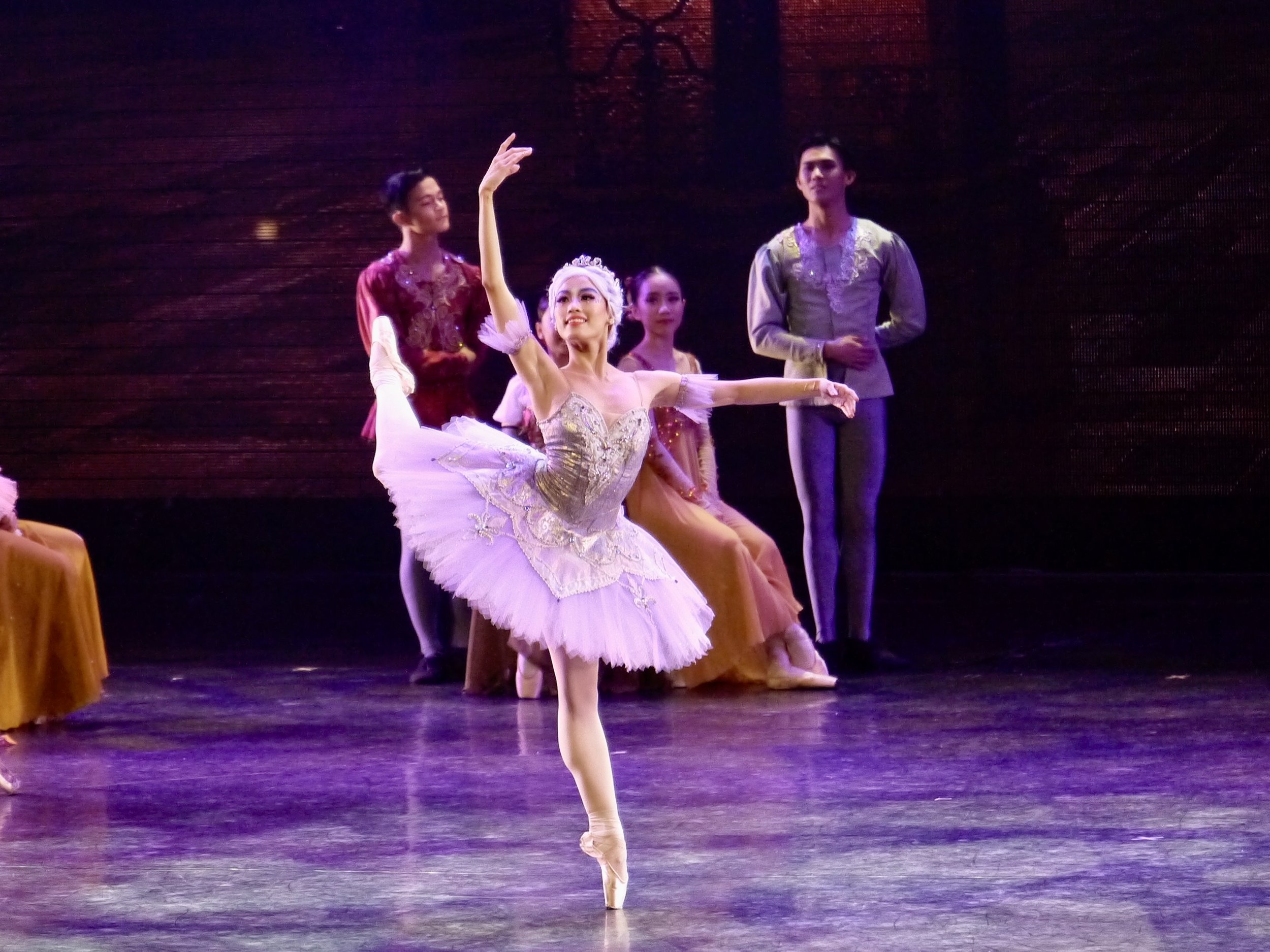    In Lisa Macuja-Elizalde’s  Sleeping Beauty,  Joan Emery Sia plays one of the benevolent fairies who offer gifts to Princess Aurora on her christening. Each fairy is represented by a color; Joan exudes exquisite grace in lilac. Photo by Giselle P. 