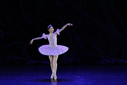    Clad in an exquisite tutu that befits her name, the Lilac Fairy (Violet Hong) saves the day when she counteracts the spell cast by Carabosse on Princess Aurora. The scene comes from The  Sleeping Beauty  excerpt in  The Swan, The Fairy and the Pri