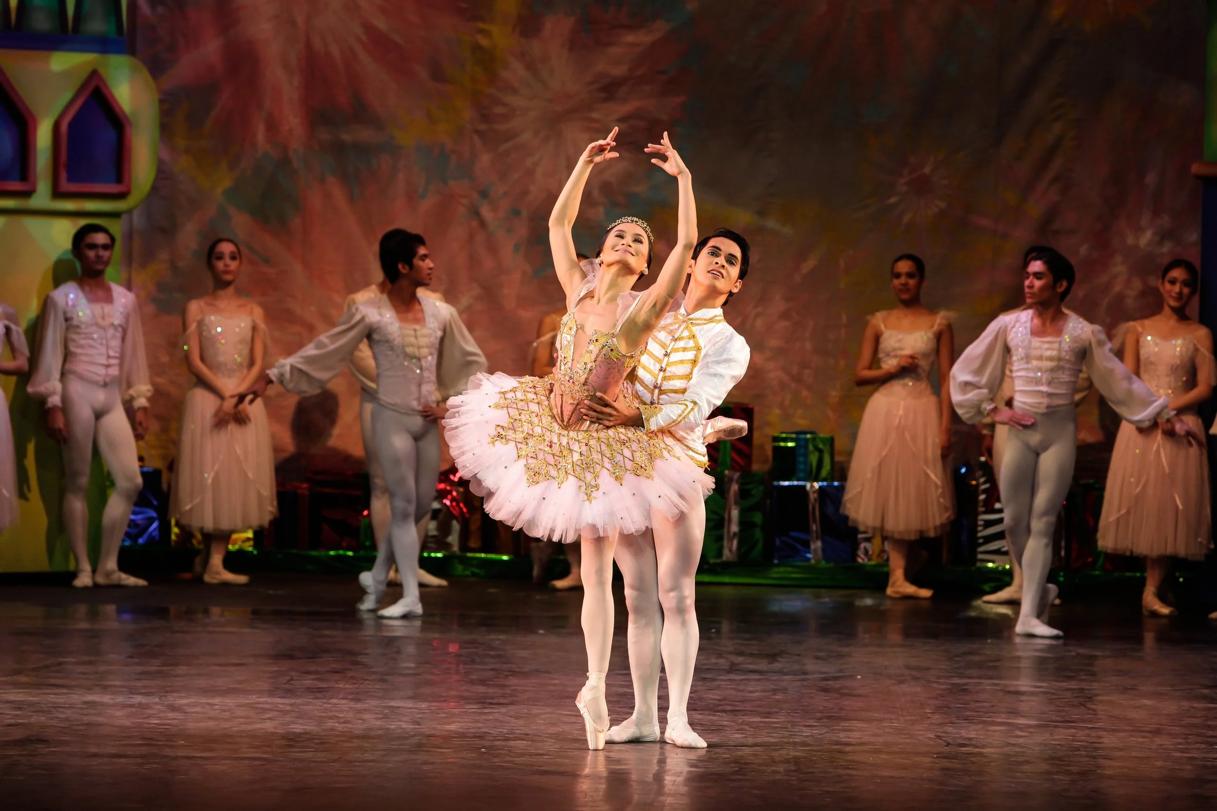    The Sugar Plum Fairy (Lisa Macuja Elizalde), ruler of the Land of Sweets, entertains guests in a grand pas de deux with her Cavalier in the second act of  The Nutcracker  (2013). This staging was part of Macuja Elizalde’s  Swan Song Series  that y