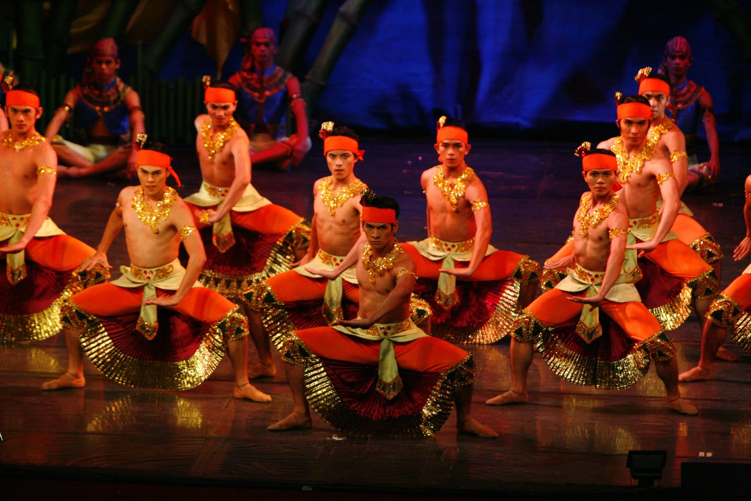    The male corps performs one of the vibrant numbers in  Alamat: Si Sibol at Si Gunaw.  
