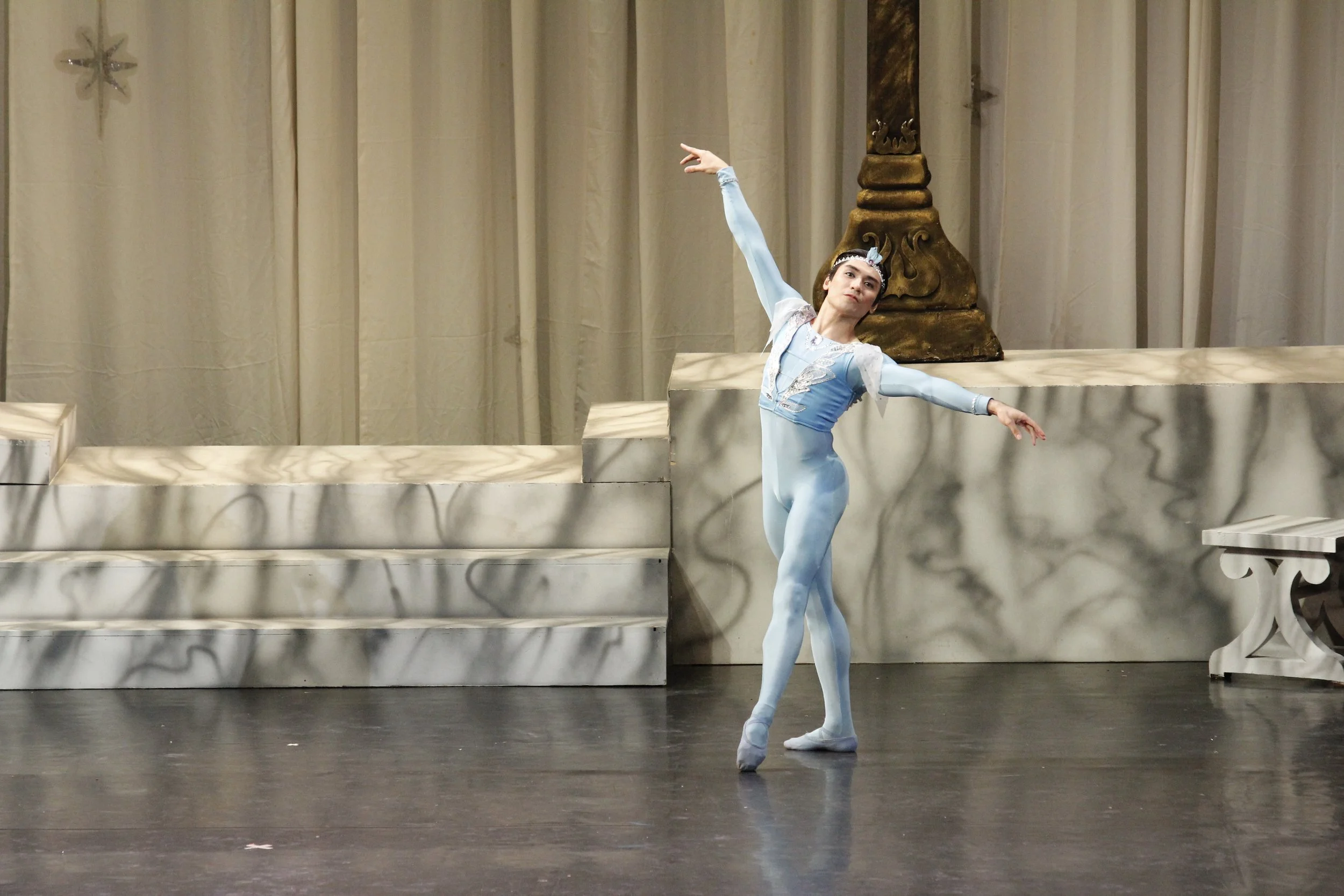    The Bluebird Variation calls for a blue outfit such as what Romeo Peralta Jr. is wearing. The excerpt from S leeping Beauty  was part of  The Swan, The Fairy and the Princess  (2016) which also featured highlights from  Swan Lake  and  The Nutcrac