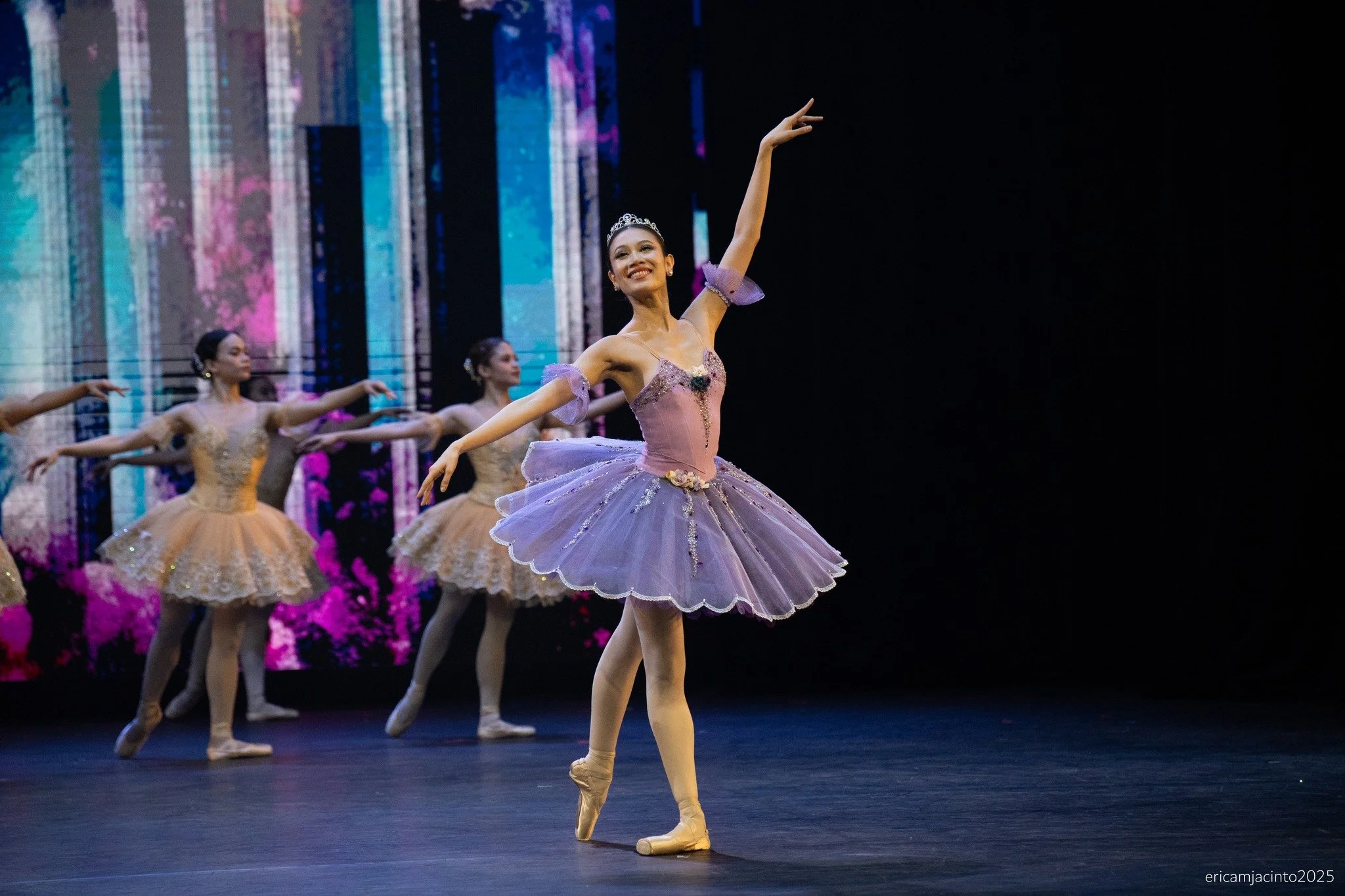    As the Queen of the Dryads in  Don Quixote  (2025), Abigail Oliveiro is radiant in a tutu made up of two shades of lilac accented with shimmering beads, petite flowers and delicate lace lining its skirt’s scalloped edges. She appears in the dream 