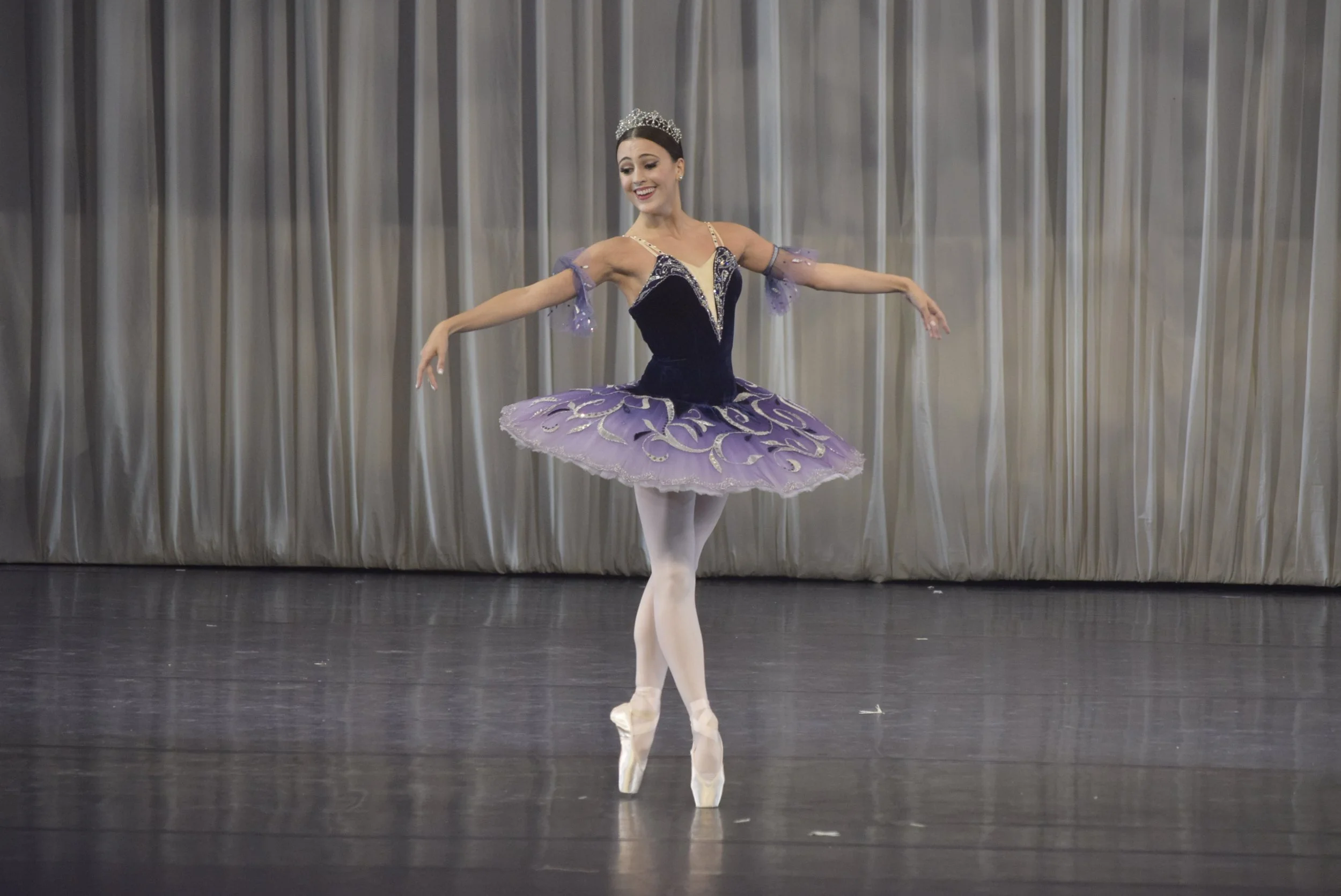   This purple-topped tutu with silver swirls on the skirt in light purple gradient was the choice for Katherine Barkman when she guested in  Tuloy ang Sayaw-an  (2021). The ballerina, then with Washington Ballet, danced the  Grand Pas Classique  in 