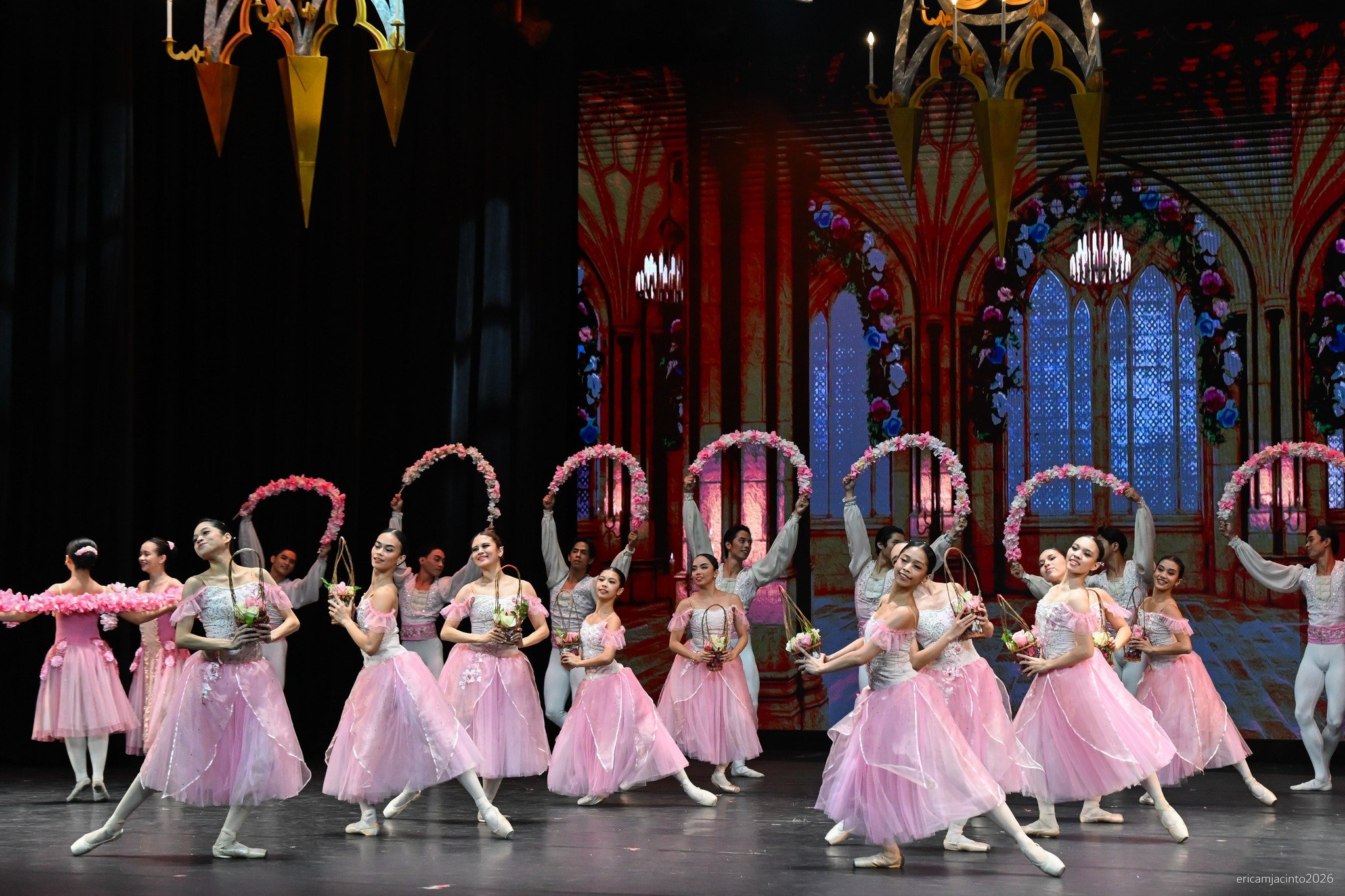    There’s romance and celebration in the air as everyone gathers in the palace after the wicked fairy Carabosse is vanquished in Lisa Macuja Elizalde’s  Sleeping Beauty  (2026). The ladies in their pink dresses and the gentlemen in their white ensem