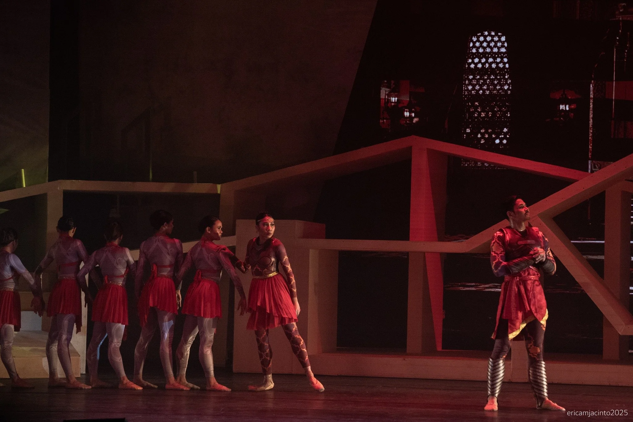    Sultan Ali Adab in  Florante at Laura  (2024). Despite knowing that his son Aladin is in love with Flerida (Stephanie Santiago, center), he makes advances on her and goes to the extent of expelling Aladin from the kingdom. Photo by Erica Marquez-J