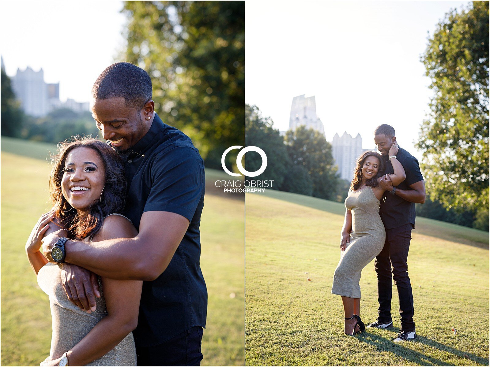 Piedmont Park Merecedes Benz Stadium Atlanta Skyline Enagagement Portraits_0015.jpg