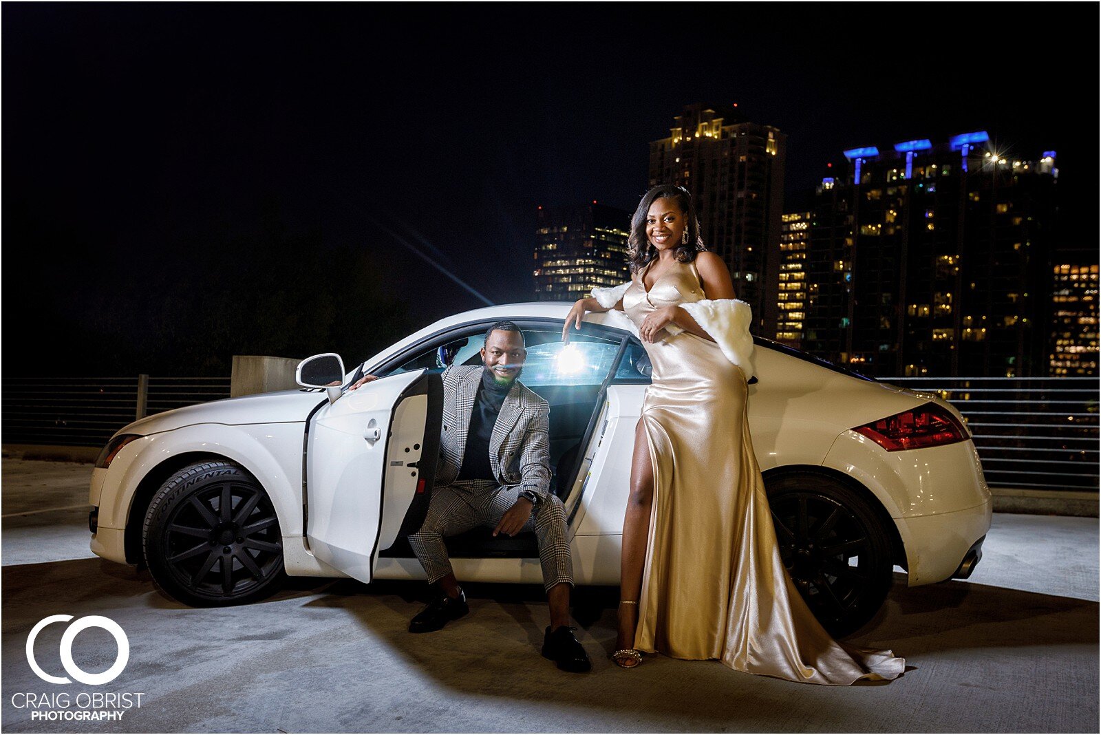 Luxury Engagement Portraits Audi TT Sunset City Skyline Atlanta Wedding_0039.jpg