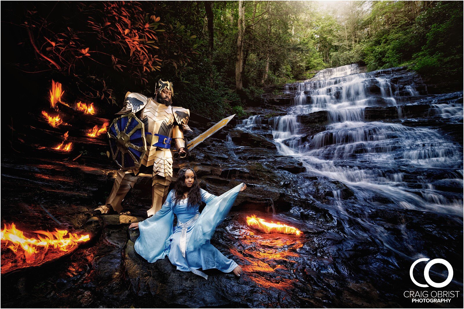 Lord of the rings engagement portraits Georgia Waterfall Fire_0008.jpg