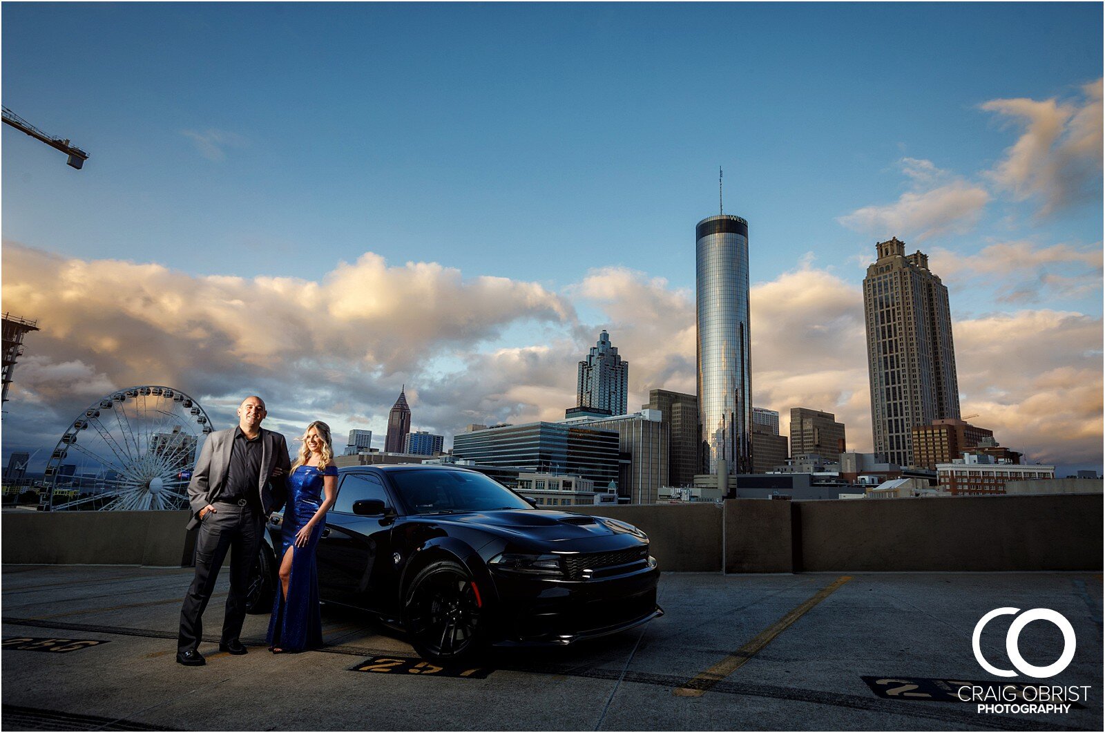 lenox park Atlanta Skyline Dodge Charger SRT Hellcat Engagement Portraits_0018.jpg