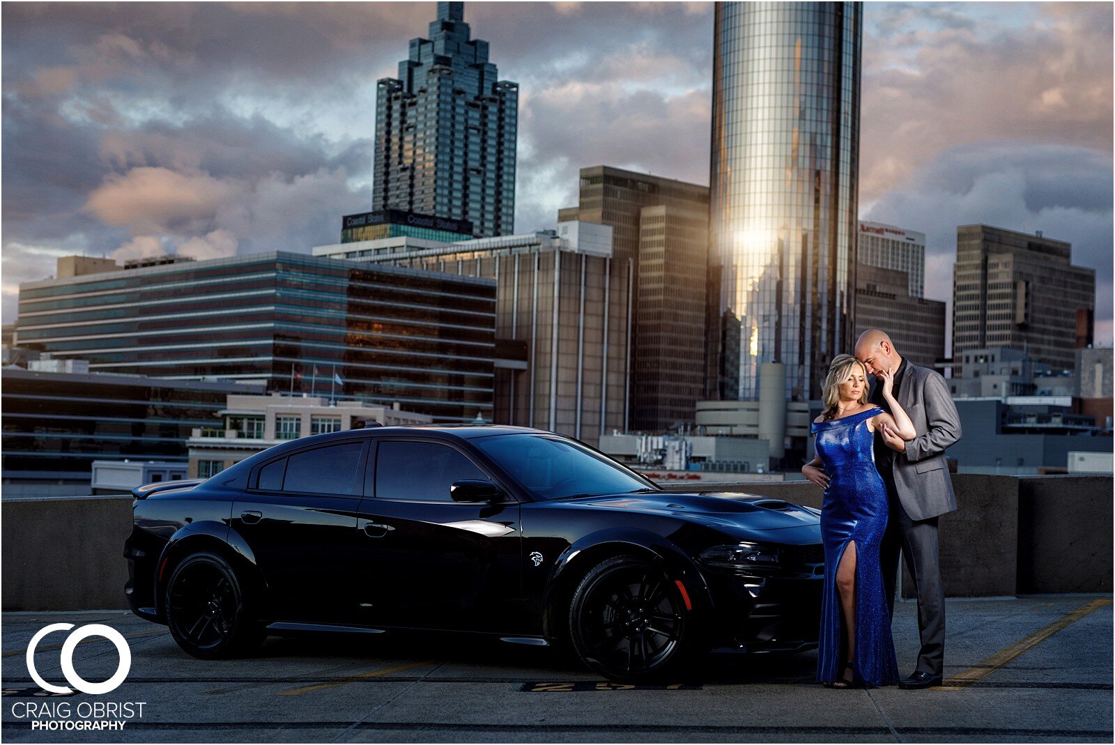 lenox park Atlanta Skyline Dodge Charger SRT Hellcat Engagement Portraits_0021.jpg