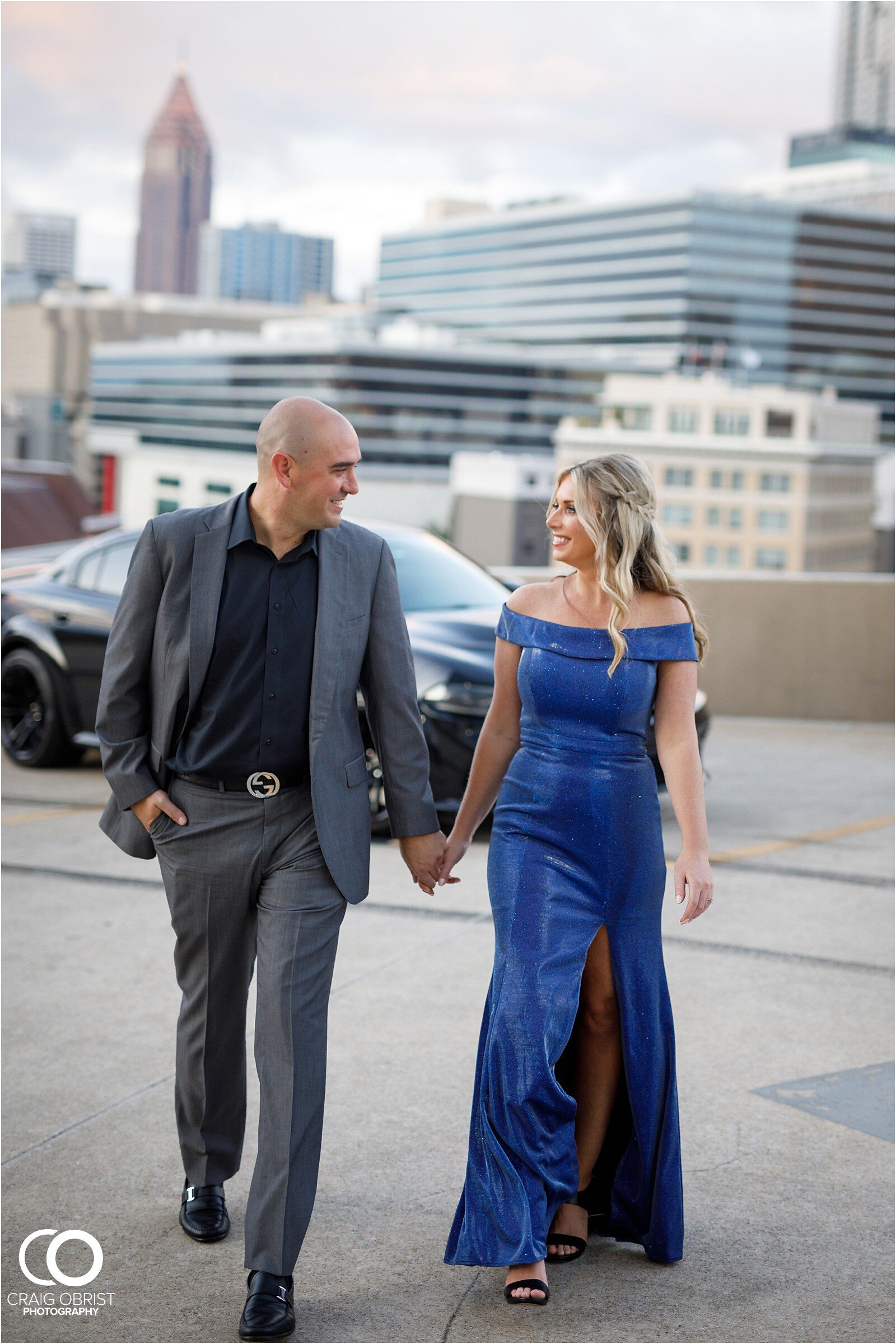 lenox park Atlanta Skyline Dodge Charger SRT Hellcat Engagement Portraits_0026.jpg