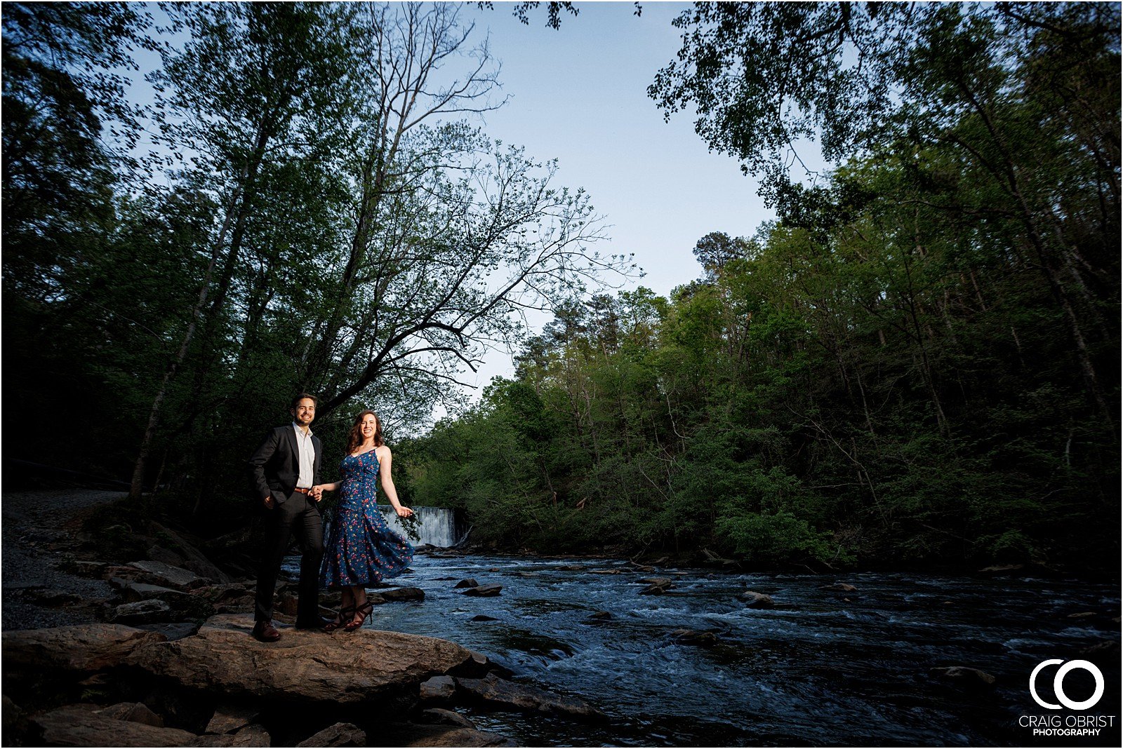 Ivy Hall Roswell Mill Engagement Portraits Waterfall_0028.jpg