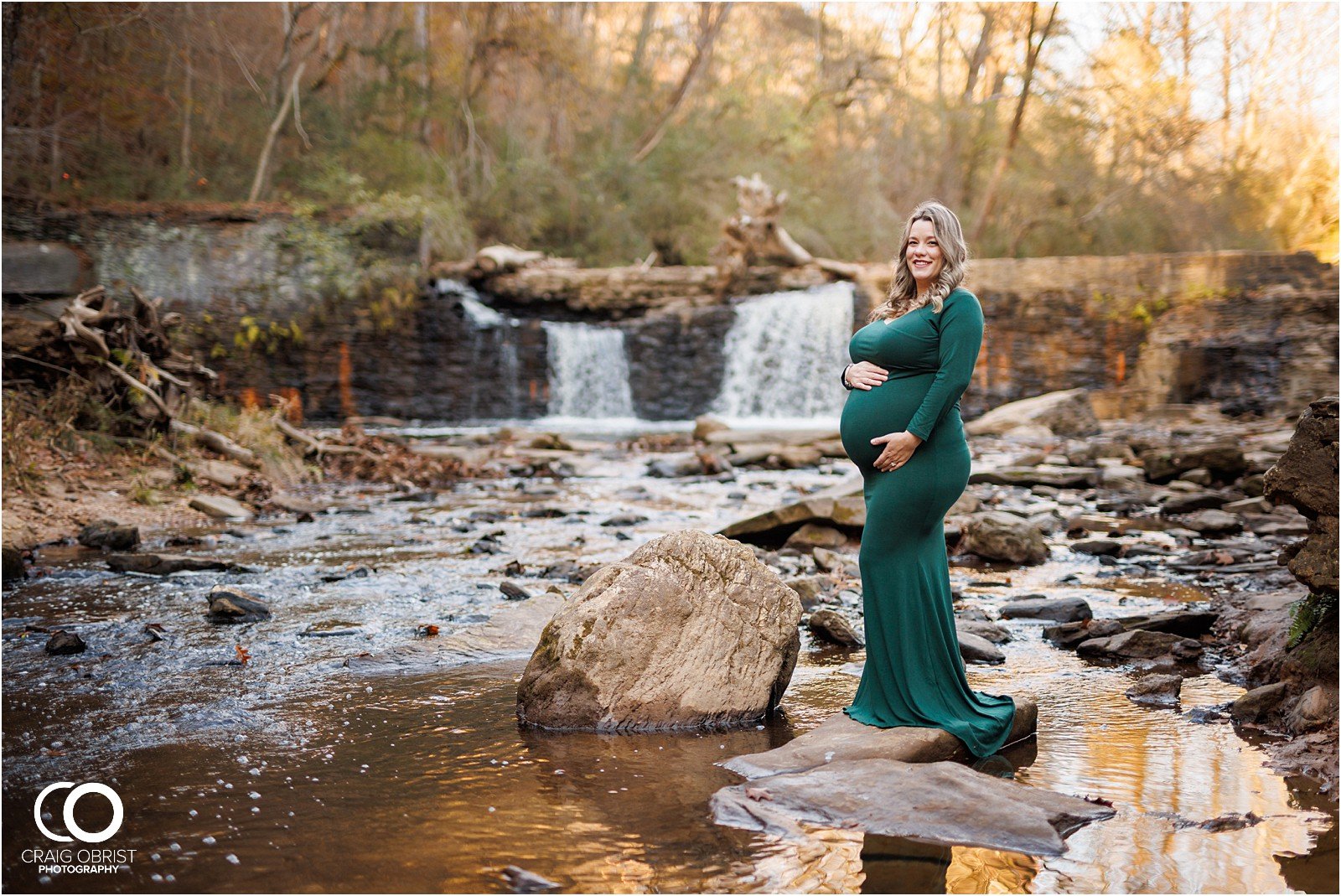 Freeman Mill Park Maternity Portraits Sunset Waterfall_0016.jpg