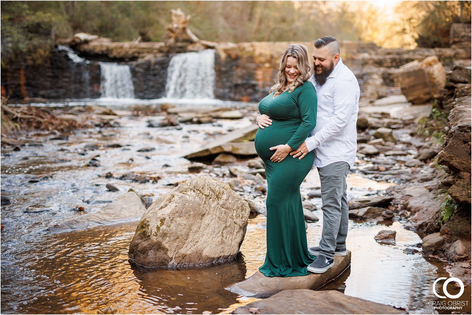 Freeman Mill Park Maternity Portraits Sunset Waterfall_0018.jpg