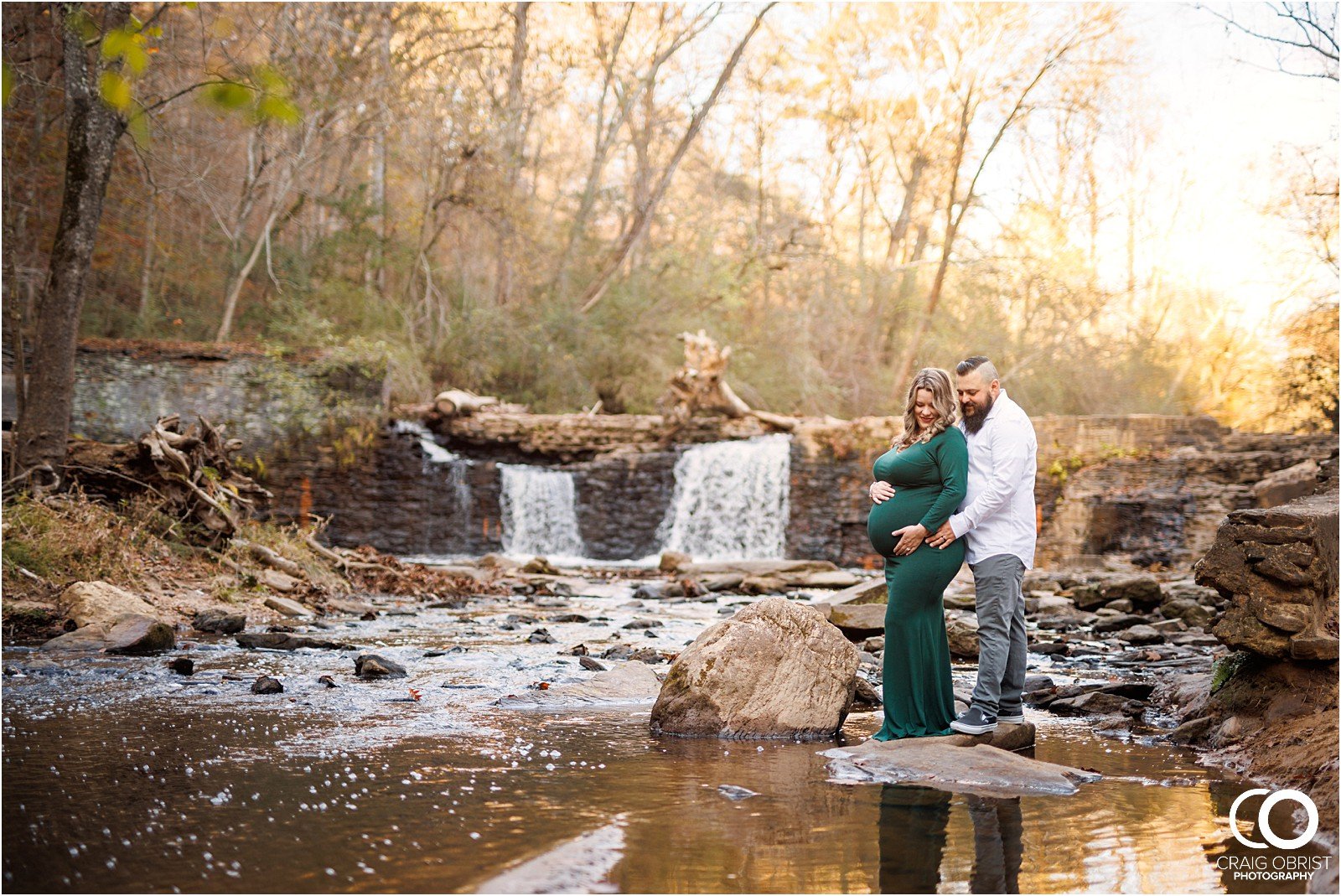 Freeman Mill Park Maternity Portraits Sunset Waterfall_0019.jpg