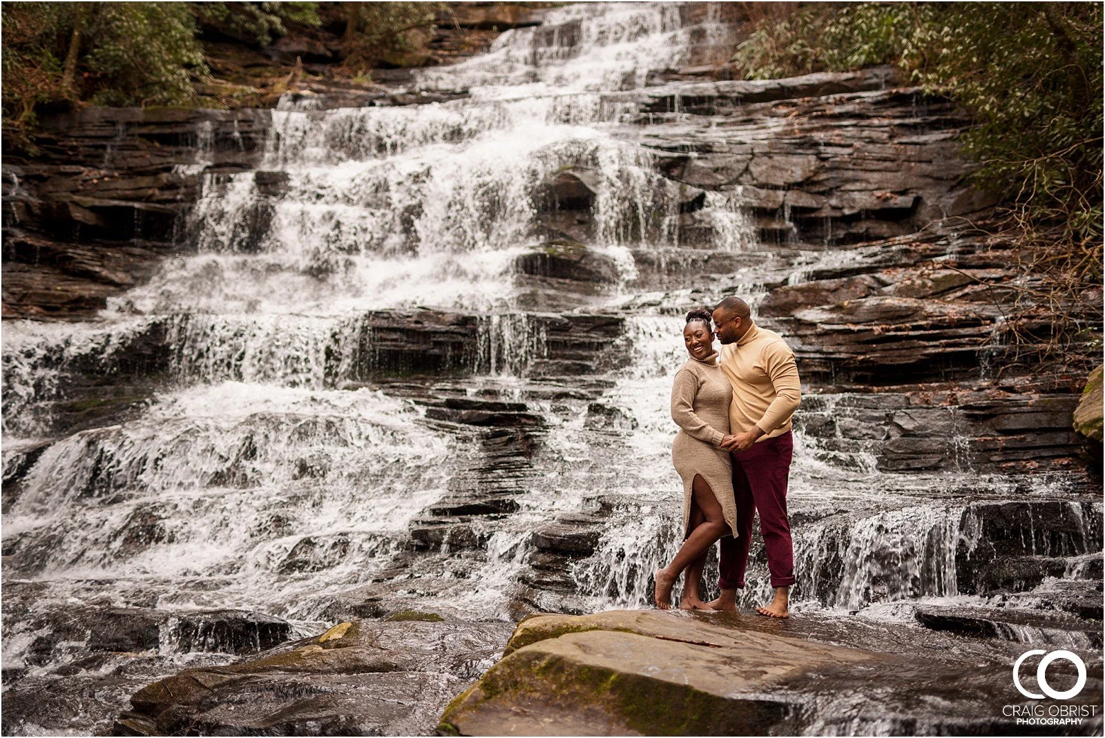 minnehaha falls lakemont Rabun North Georgia Engagement Portraits waterfall 23.jpg