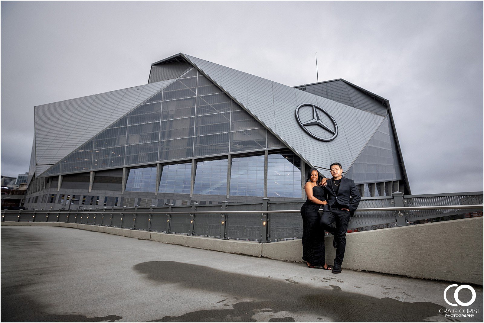 At Home Mercedes Benz Stadium Bridge Engagement Portraits 26.jpg