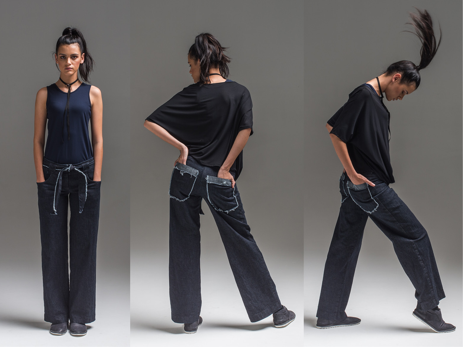 L: Obsidian top + Samira pant M+R: Obsidian top, Di top + Samira pant