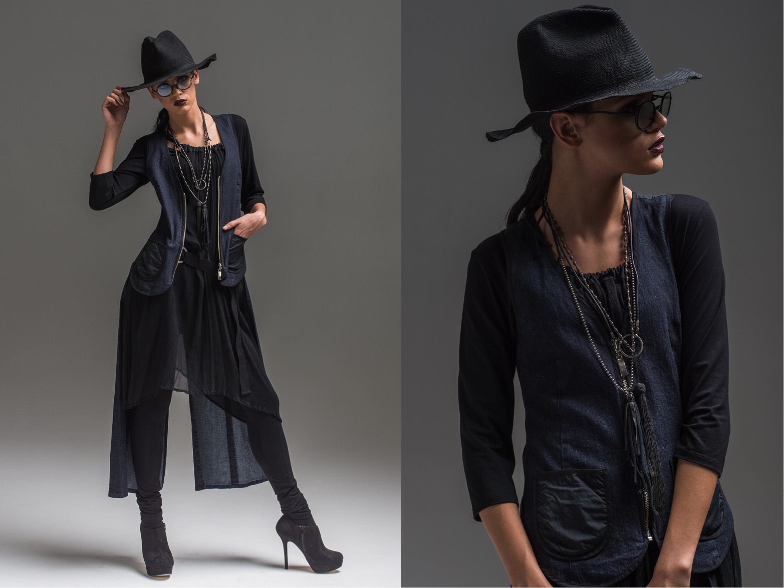 L+R: Yvette 3/4 top, Garden slip, Lanky legs + Carrie tails