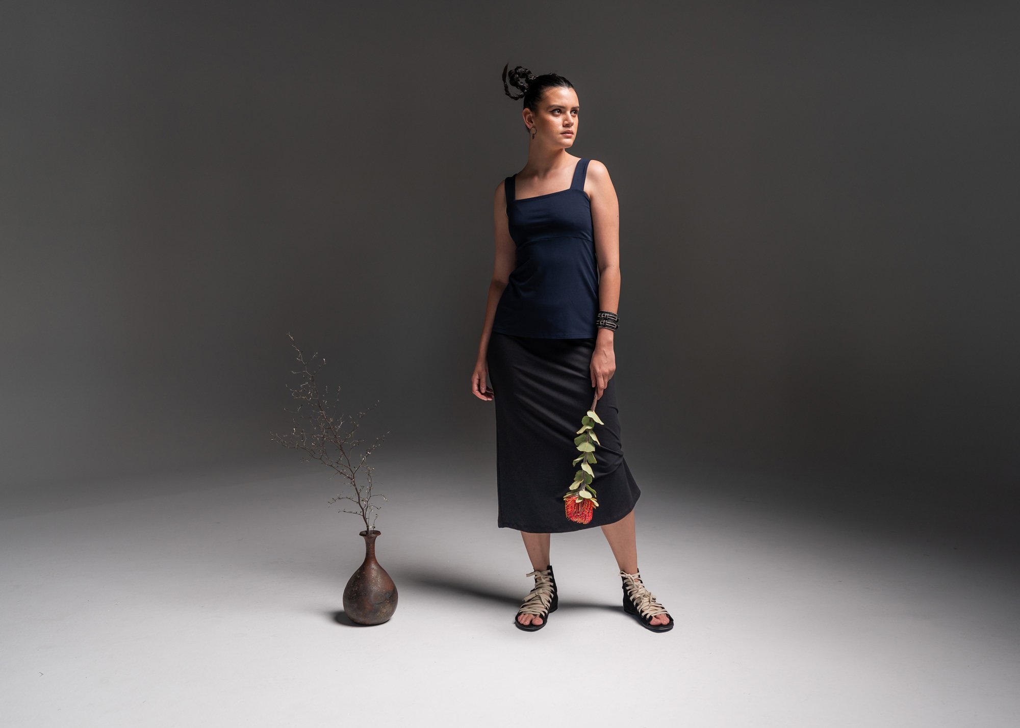 Eternal Top - Ink Australian Made Bamboo + Thea Skirt - Black Australian Made Bamboo 