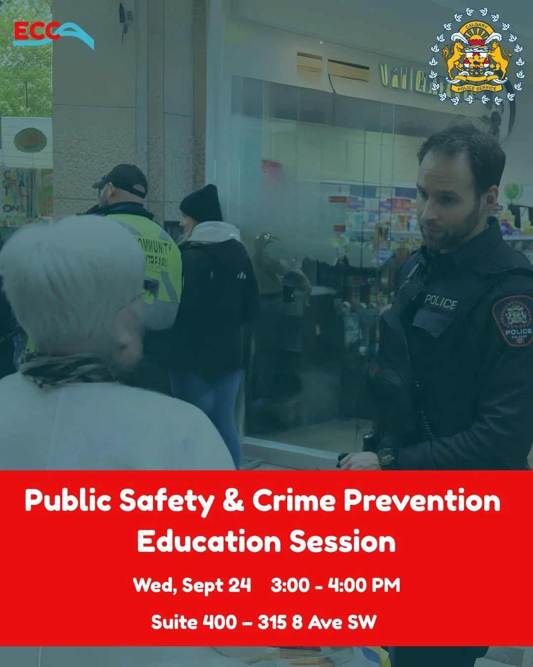 Learn how to keep our community safer 👮✨
Calgary Police Service is hosting a Public Safety &amp; Crime Prevention Education Session on Tuesday, September 24 at 3:00 PM. Bring your questions and your neighbours. 

#YYC  #CalgaryPolice  #EauClaireYYC 
