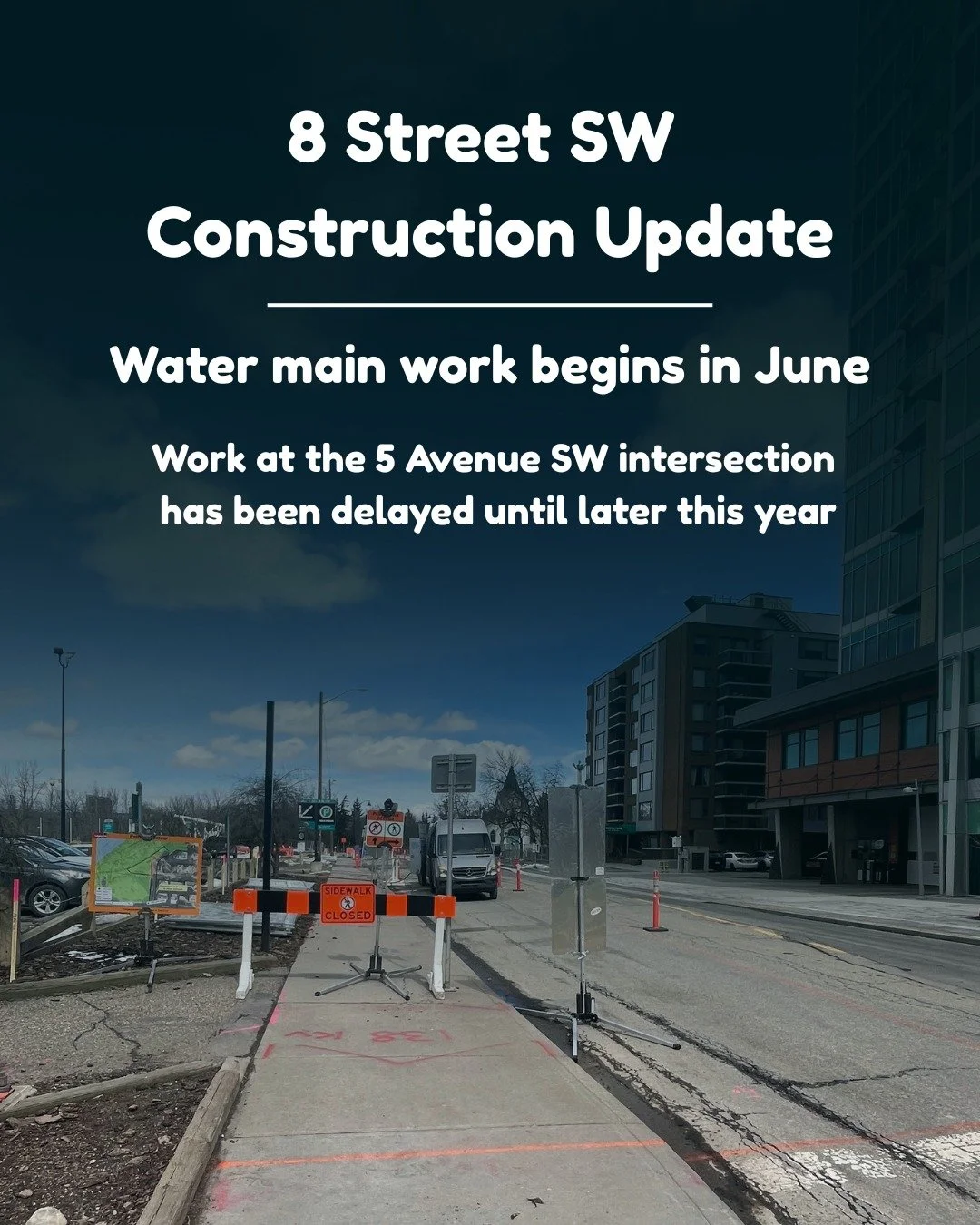 Heads up, Eau Claire residents! 🚧

The City has updated the construction schedule for the Revitalize 8 Street S.W. project.

🔹 Water main replacement work will now start in June
🔹 Work at the 5 Avenue S.W. intersection has been delayed until later